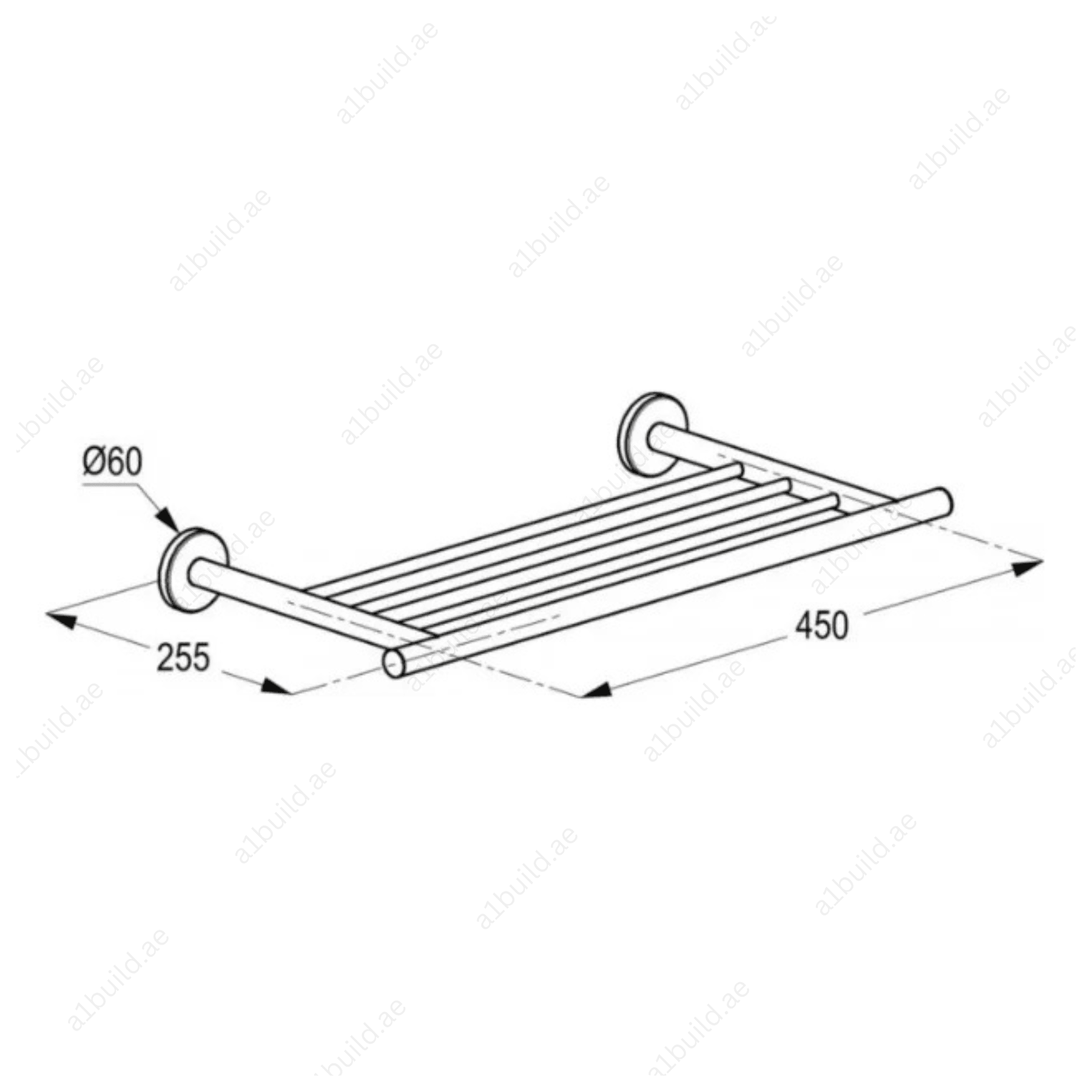 CALIBERTowelShelf-ChromeFinishwithWallFastening_DurableDesign_3