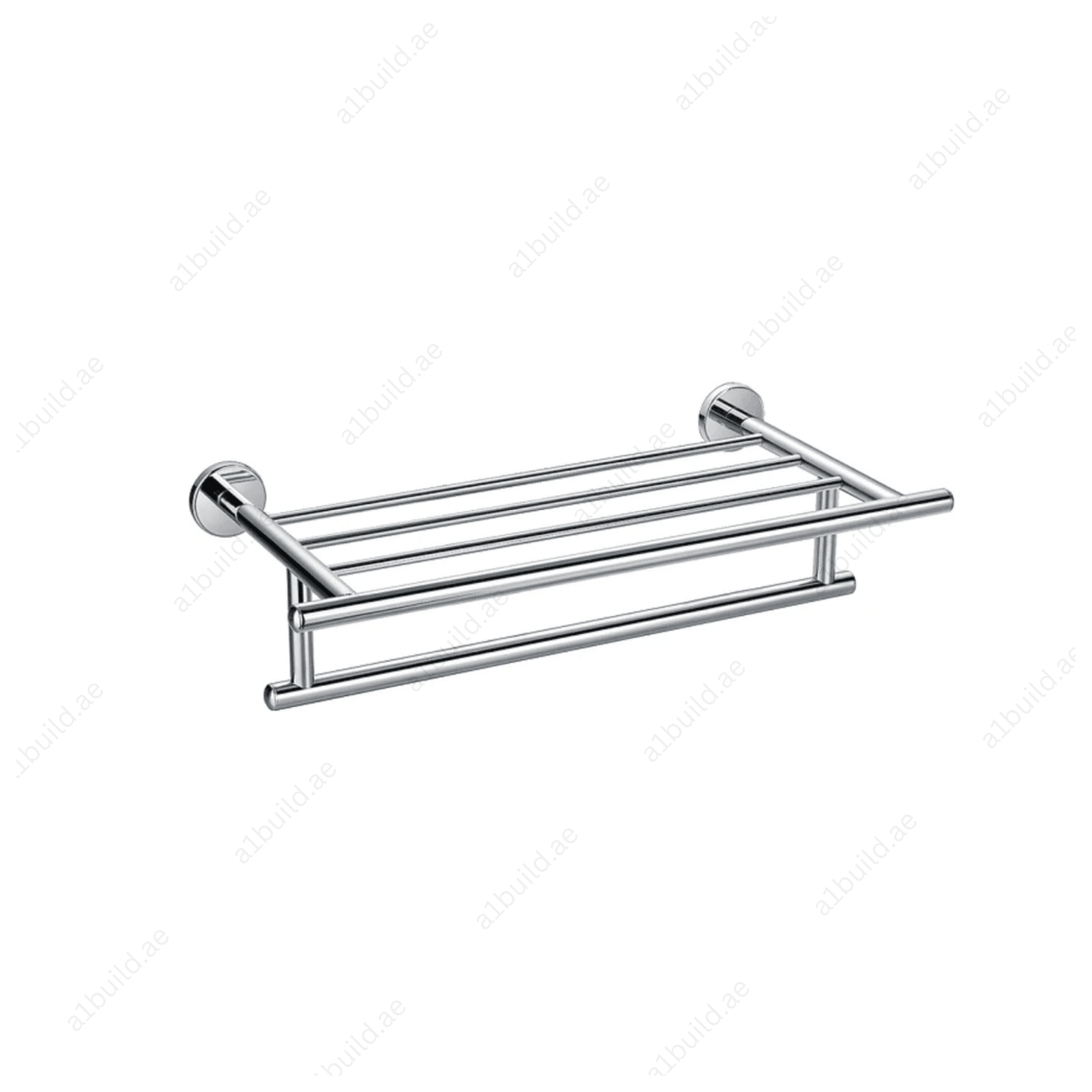 CALIBER Towel Shelf with Towel Bar in Chrome | Wall Fastening Design