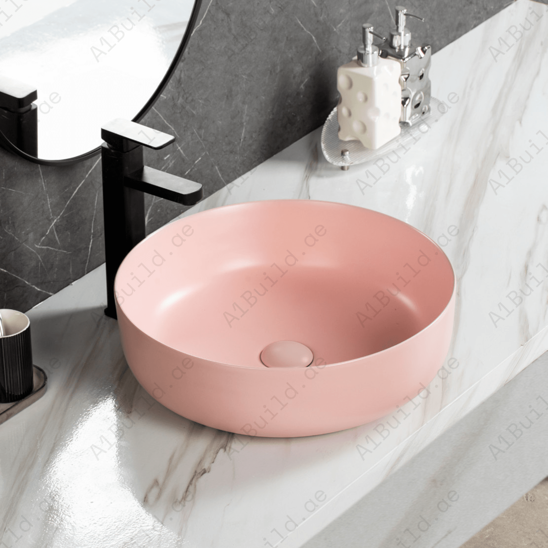 COUNTERTOP WASH BASIN W/O TAP HALE  450*450*140 MM MM, MATTE PINK