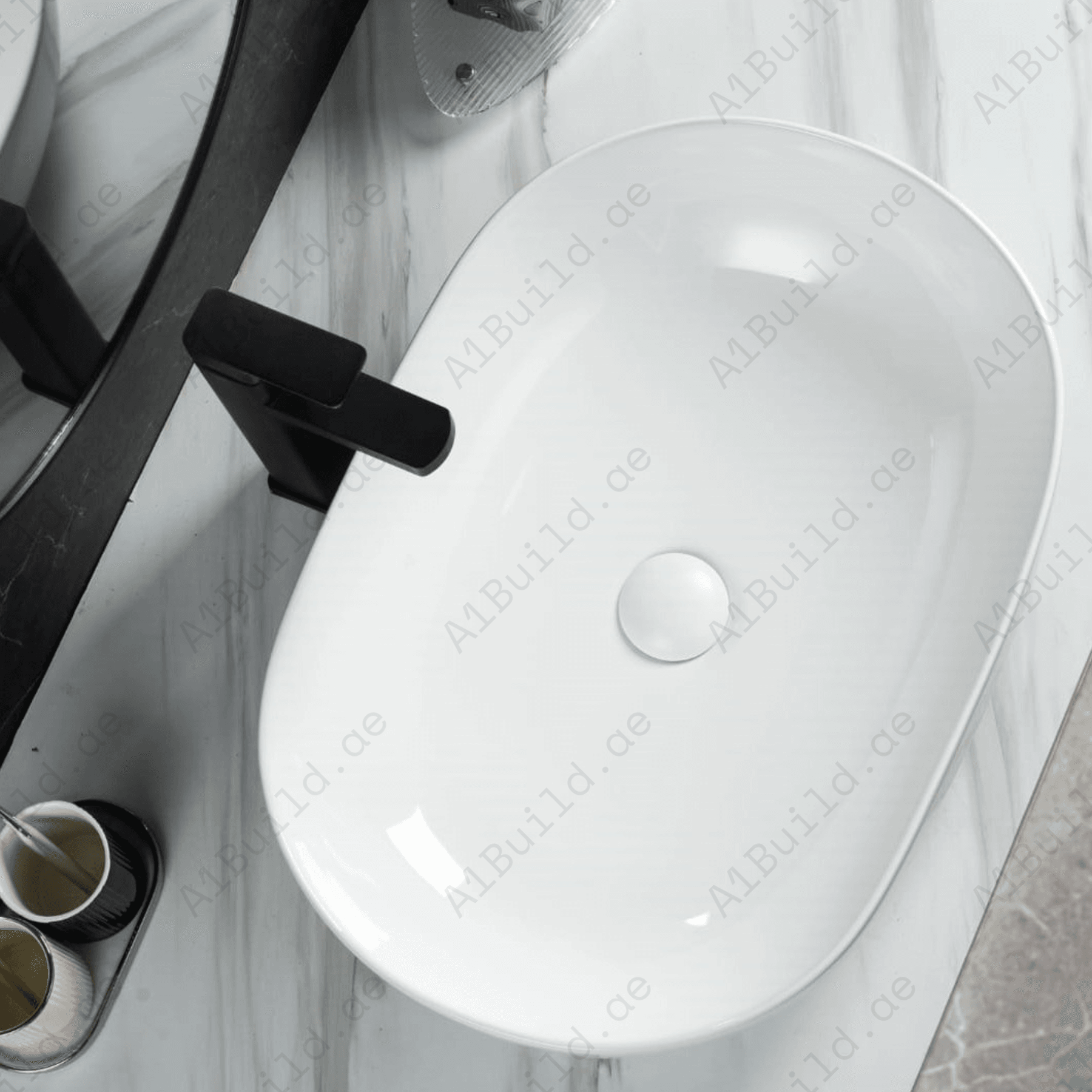COUNTERTOP WASH BASIN W/O TAP HALE  600*415*135 MM MM, WHITE COLOR