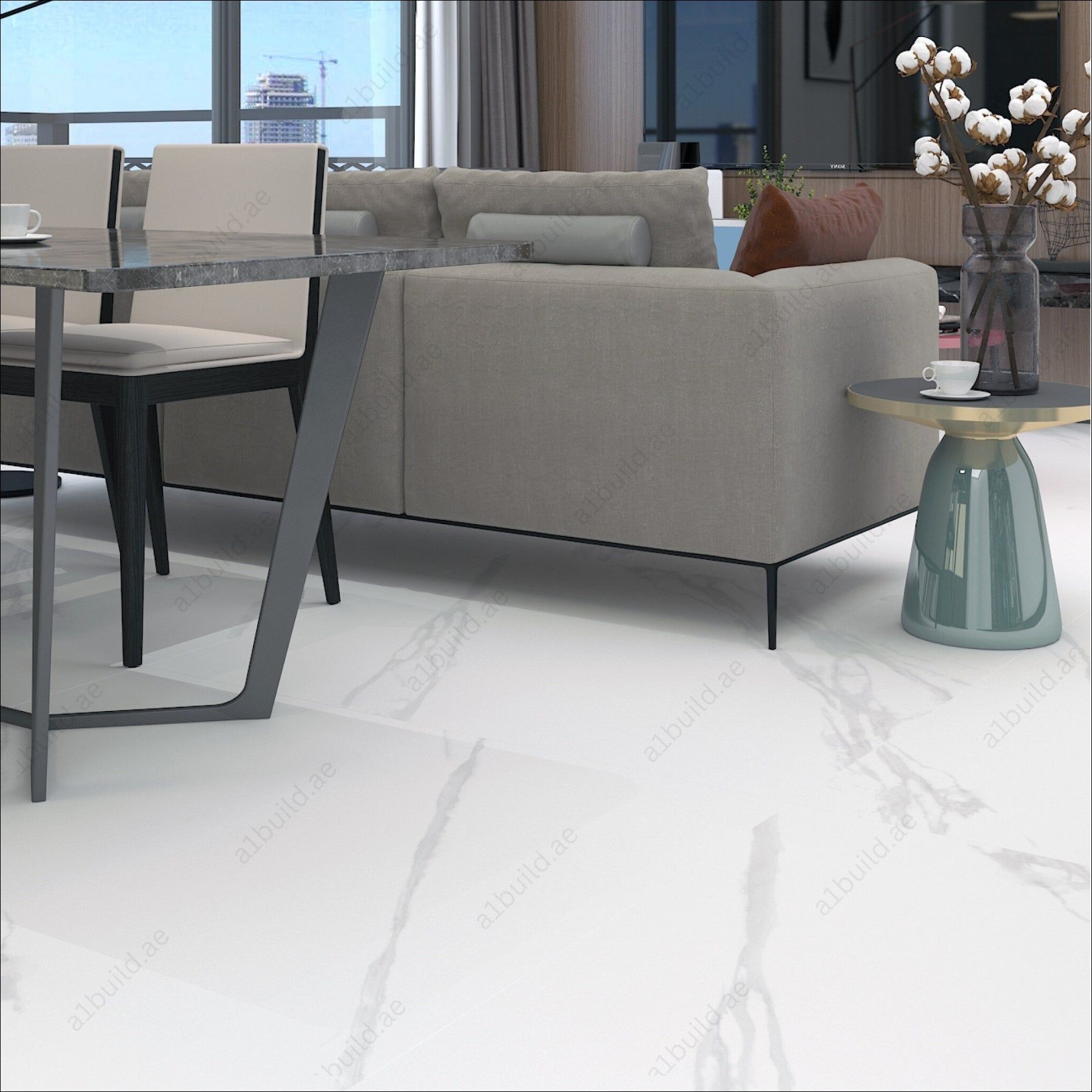 Calacutta White (120X120cm 09mm Random Matt Porcelain Tiles for Indoor Spaces)