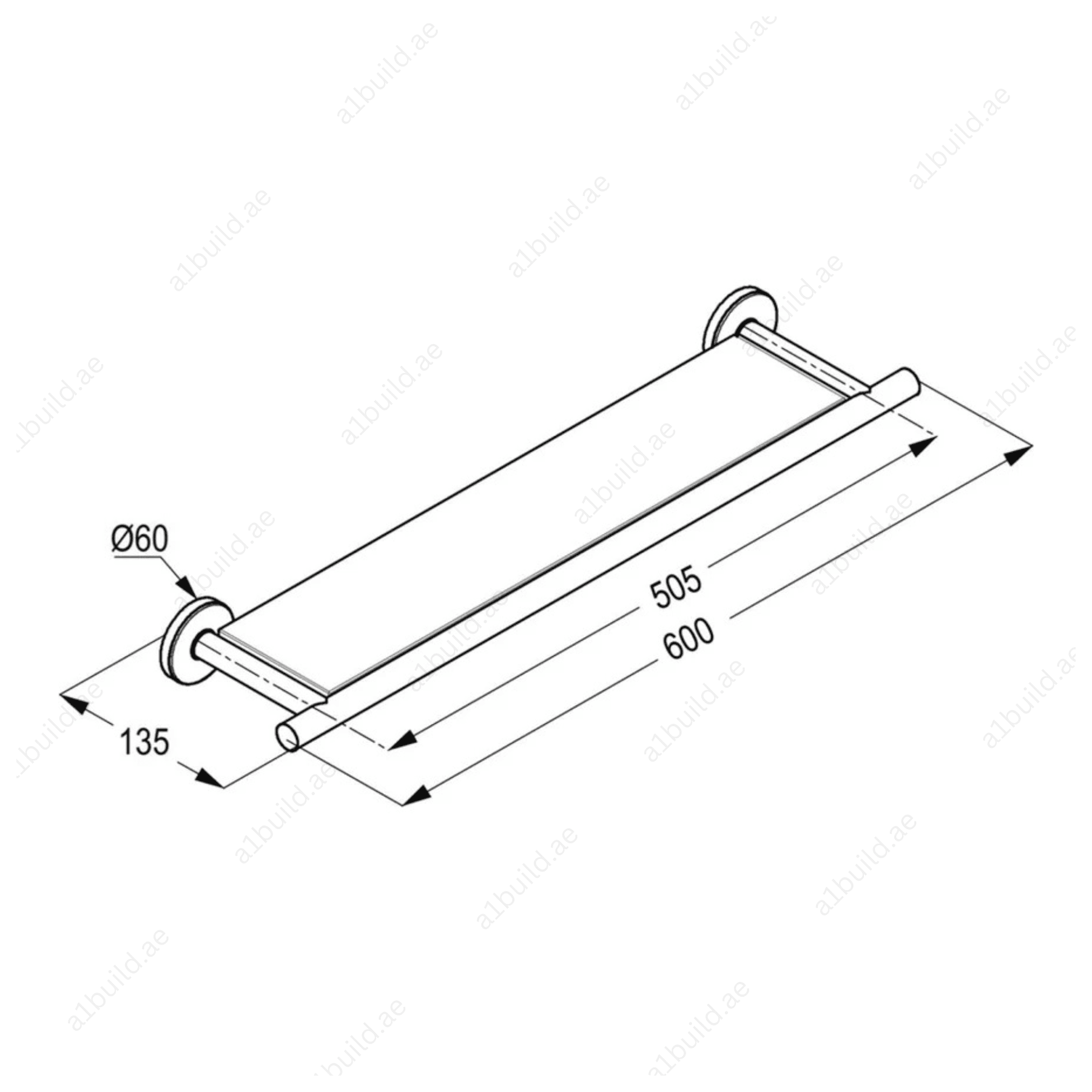 CaliberGlassShelfChromeFinishwithWallFasteningScrews_3