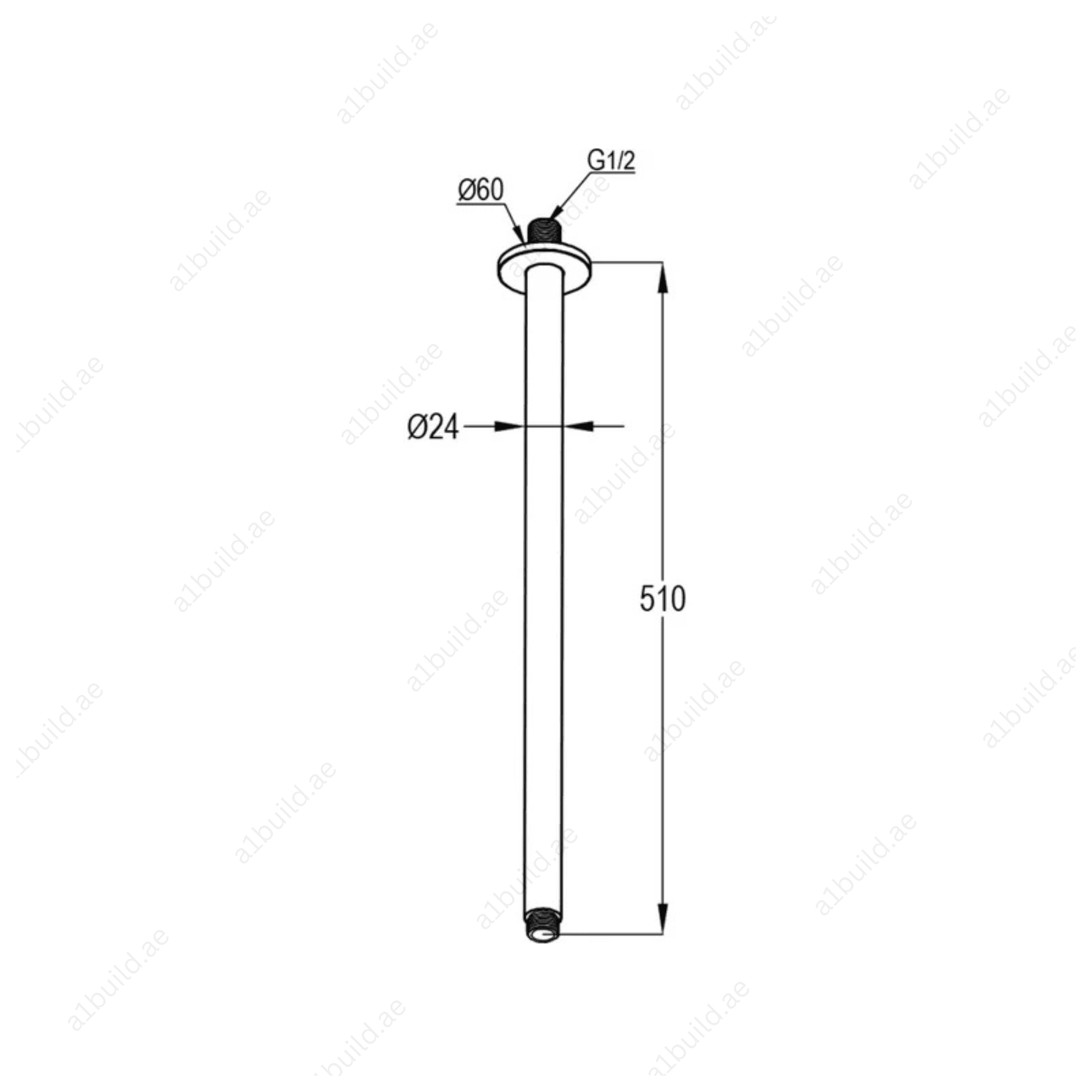 CeilingShowerArm500mm_ChromeFinishwithDN15Thread_2