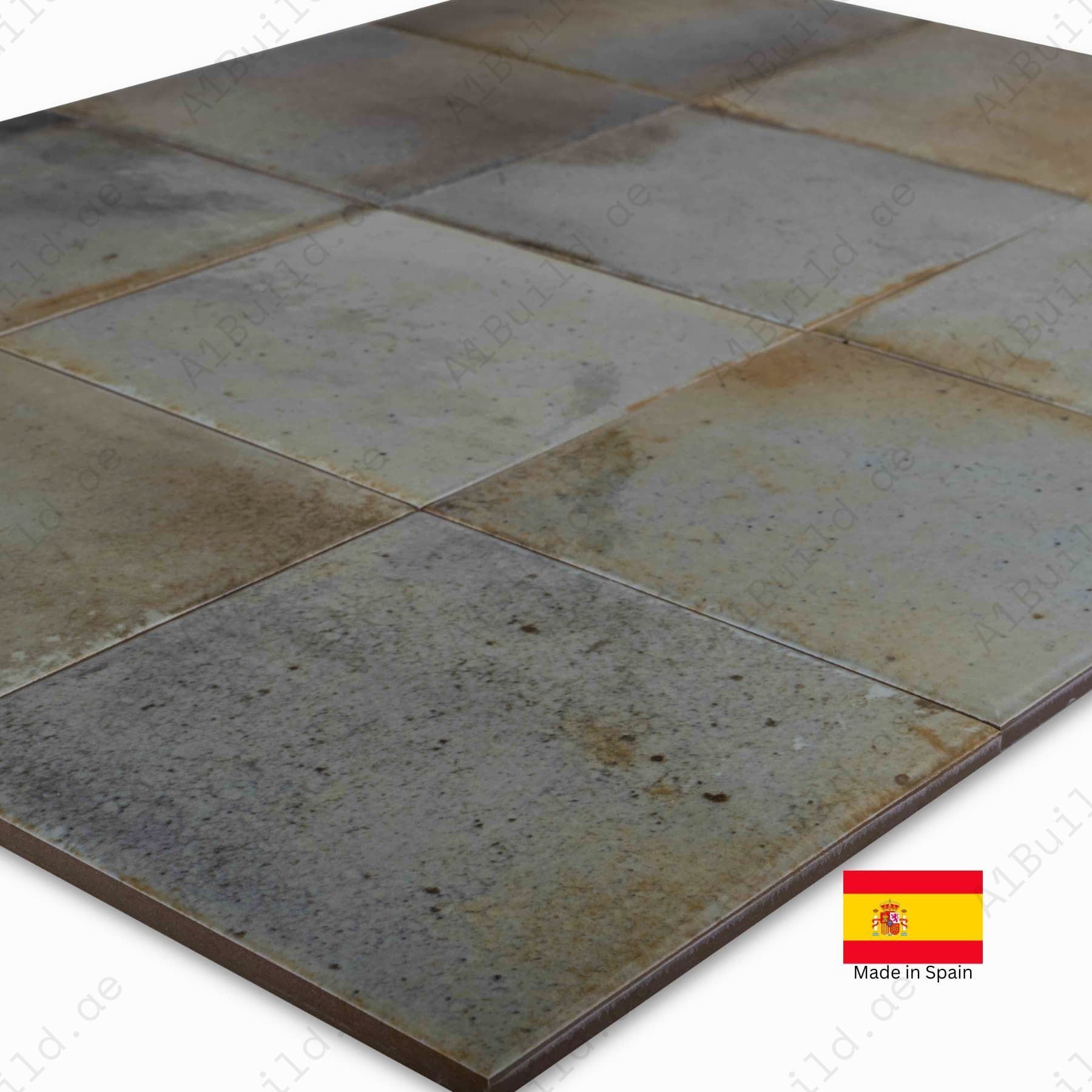 Celadon glossy 15x15cm Spanish porcelain tiles for indoor floors, walls, and outdoor walls. Durable, stylish, and easy to maintain.