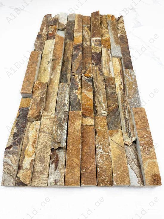Celestial Terra Nude Beige & French Beige Slate Wall Cladding offers a natural surface finish, durability, and elegance, perfect for interior and exterior designs.