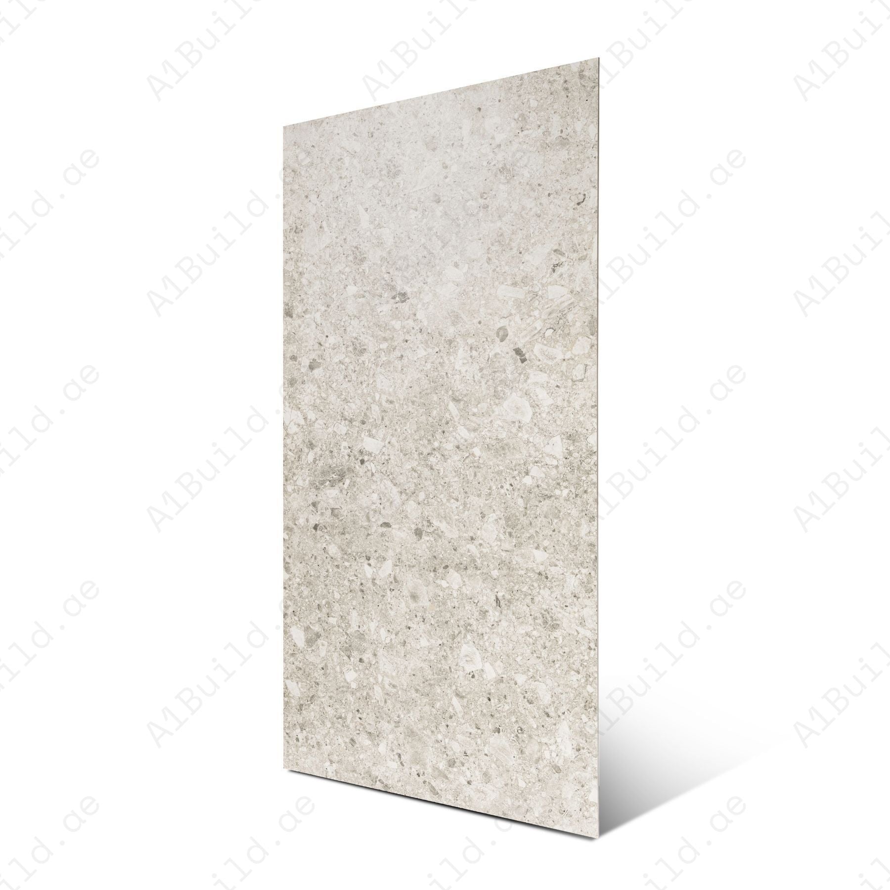 Ceppo De Bianco porcelain tile in 60x120cm size with elegant stone effect, soft light grey tones and durable 9mm thickness for walls and floors.