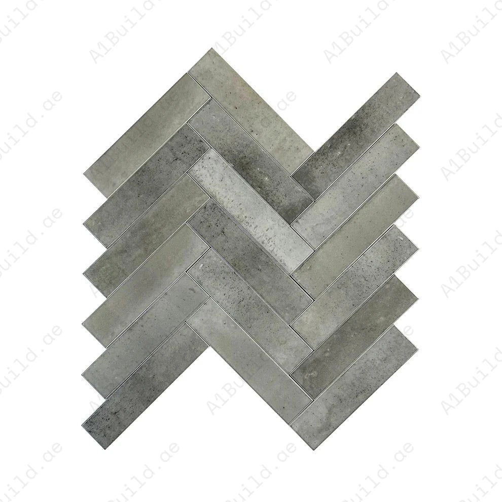 Charcoal Grey Glossy Porcelain Artisanal Tile 57x239 mm. Durable, water-resistant, and elegant tiles perfect for walls, floors, kitchens, and bathrooms.