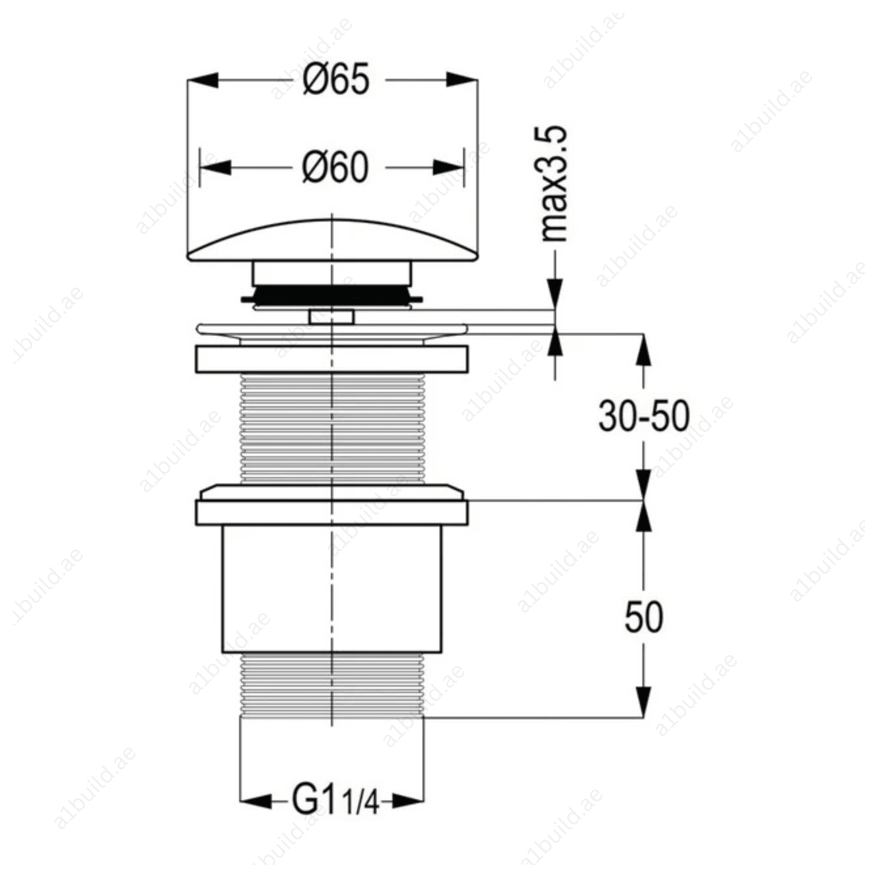 ChromeClickClackWasteFitting11_4InchWithoutOverflowHole_3