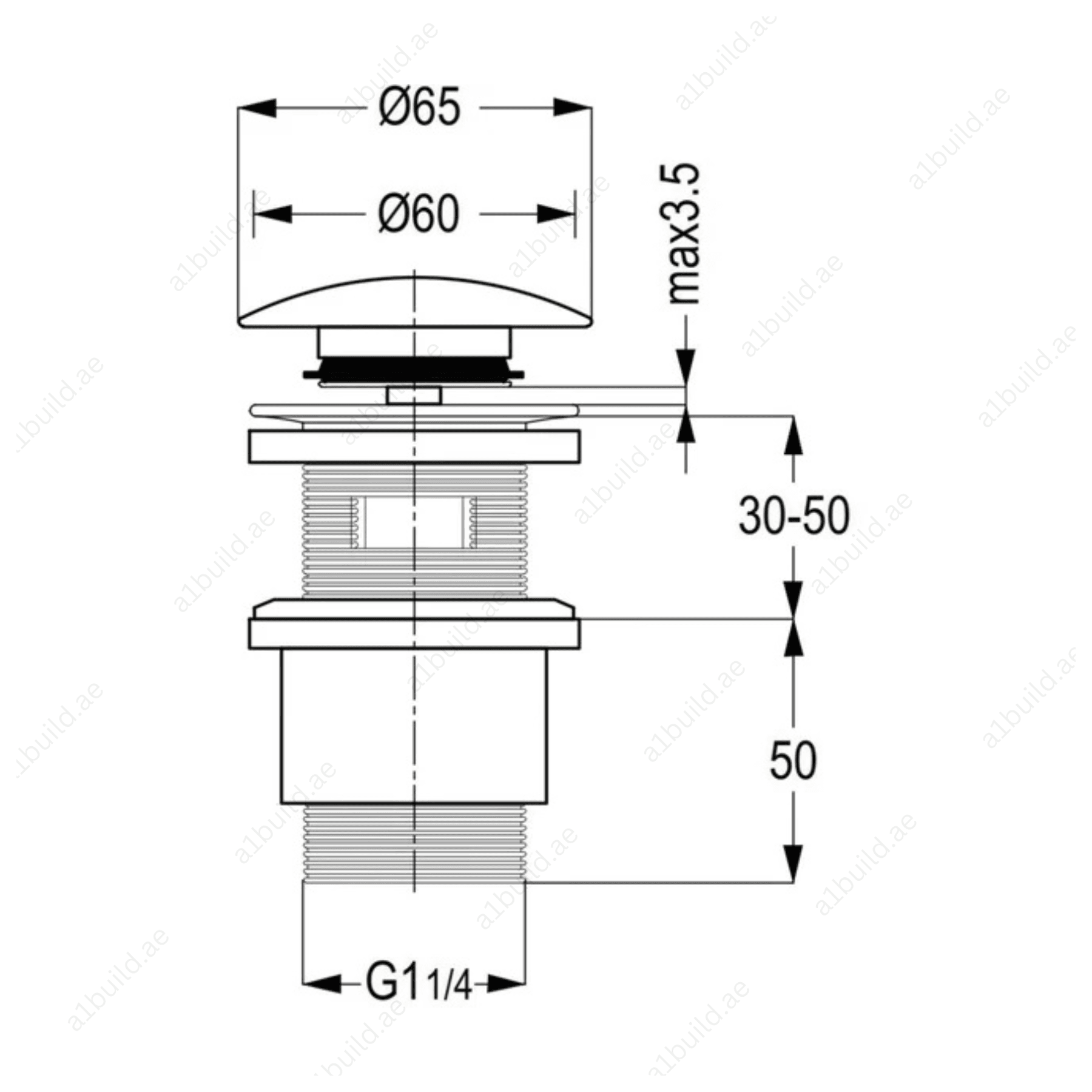 ChromeClickClackWasteFitting11_4InchwithOverflowHole_3