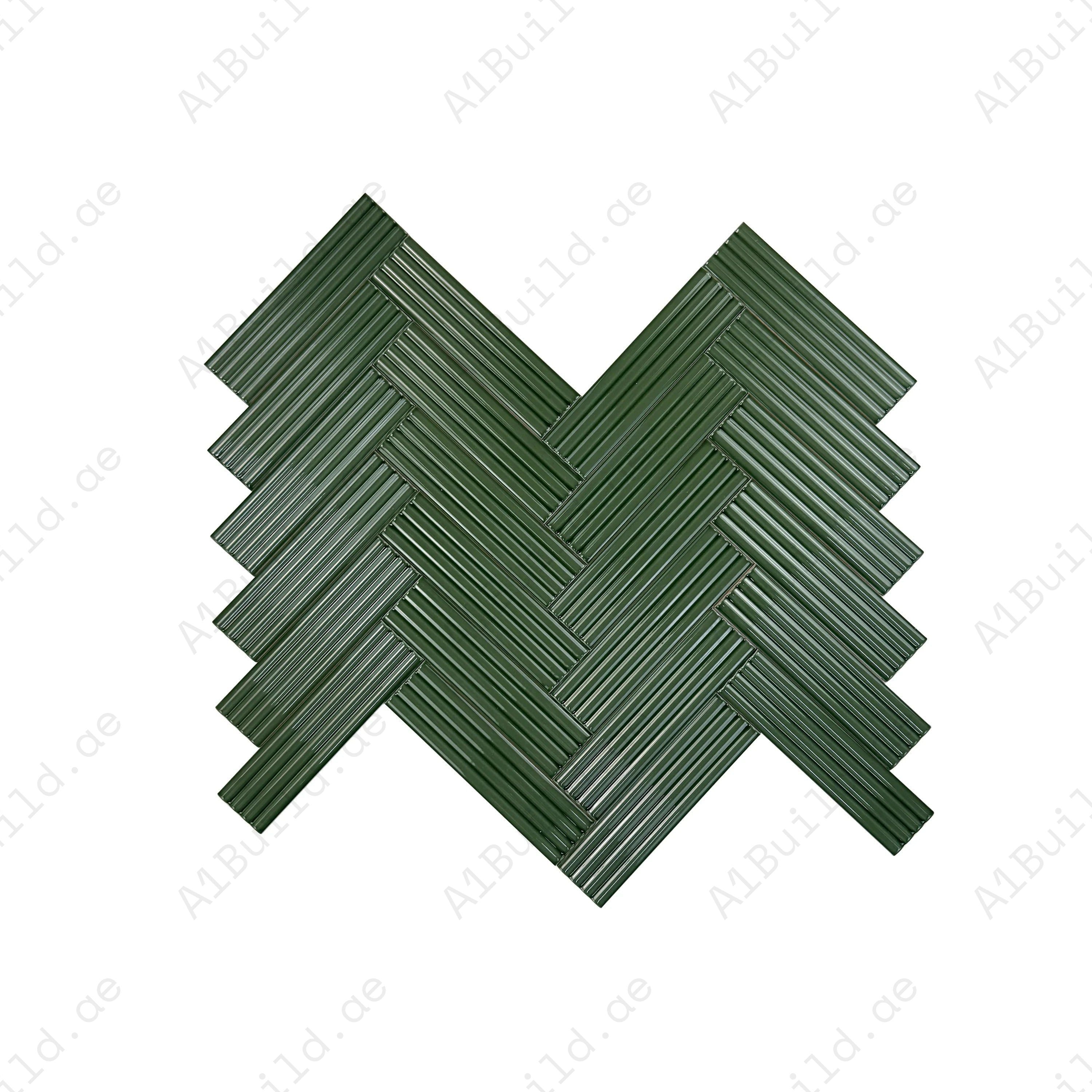 Classic Hues Deep Green Glossy Ceramic Tiles durable, waterproof, and stylish. Perfect for bathroom, kitchen backsplash, swimming pool, and outdoor designs.
