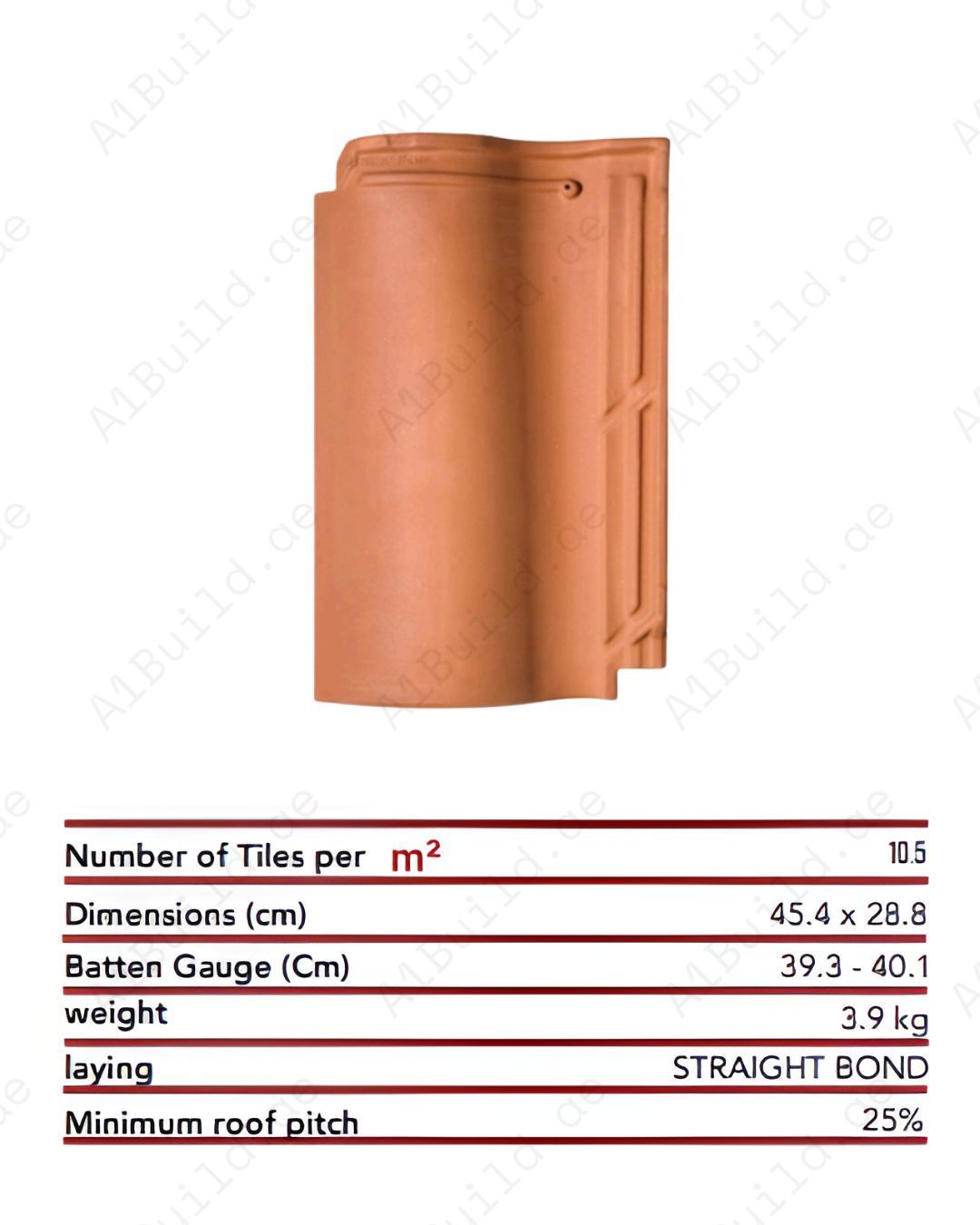 Classic terracotta roof tile — warm red tone, high durability, CE-certified, 50-year guarantee for dependable roof protection.