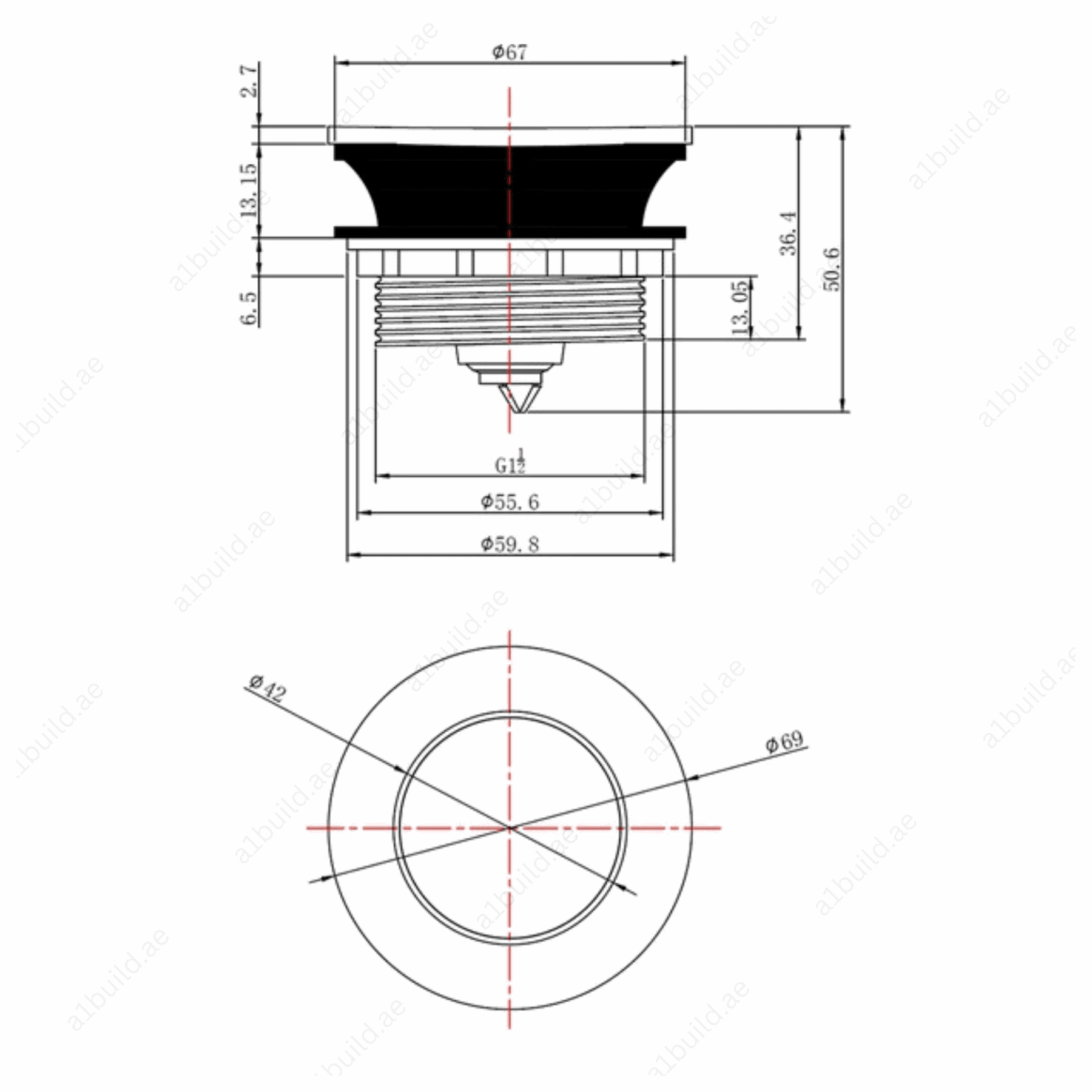 ClickClackWasteFitting11_2InchwithPushDownPop