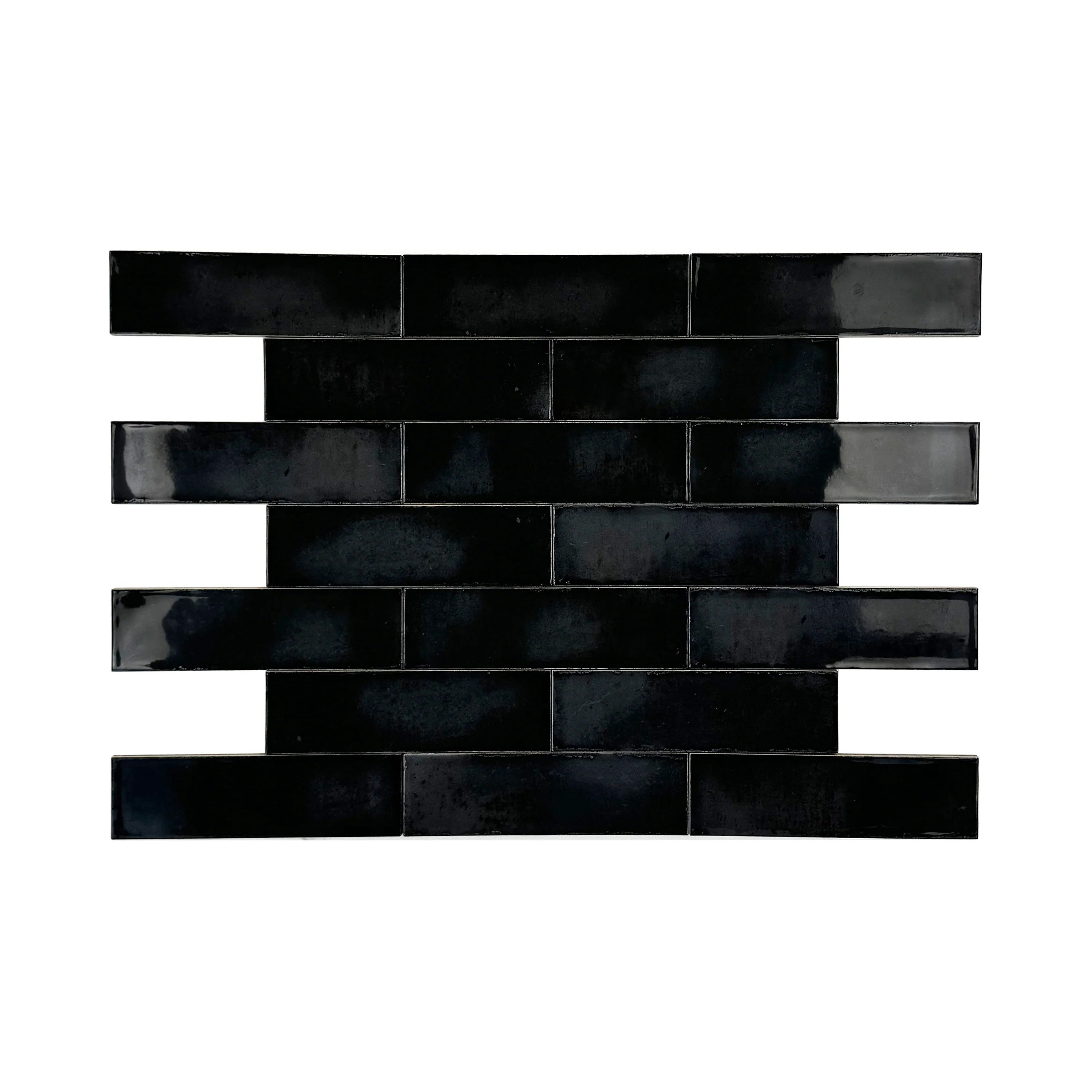 Discover Black Glossy Glazed Ceramic Artisanal Tiles from the Spanish Radiant Series Durable, elegant, and versatile for walls, floors, kitchens, and bathrooms.