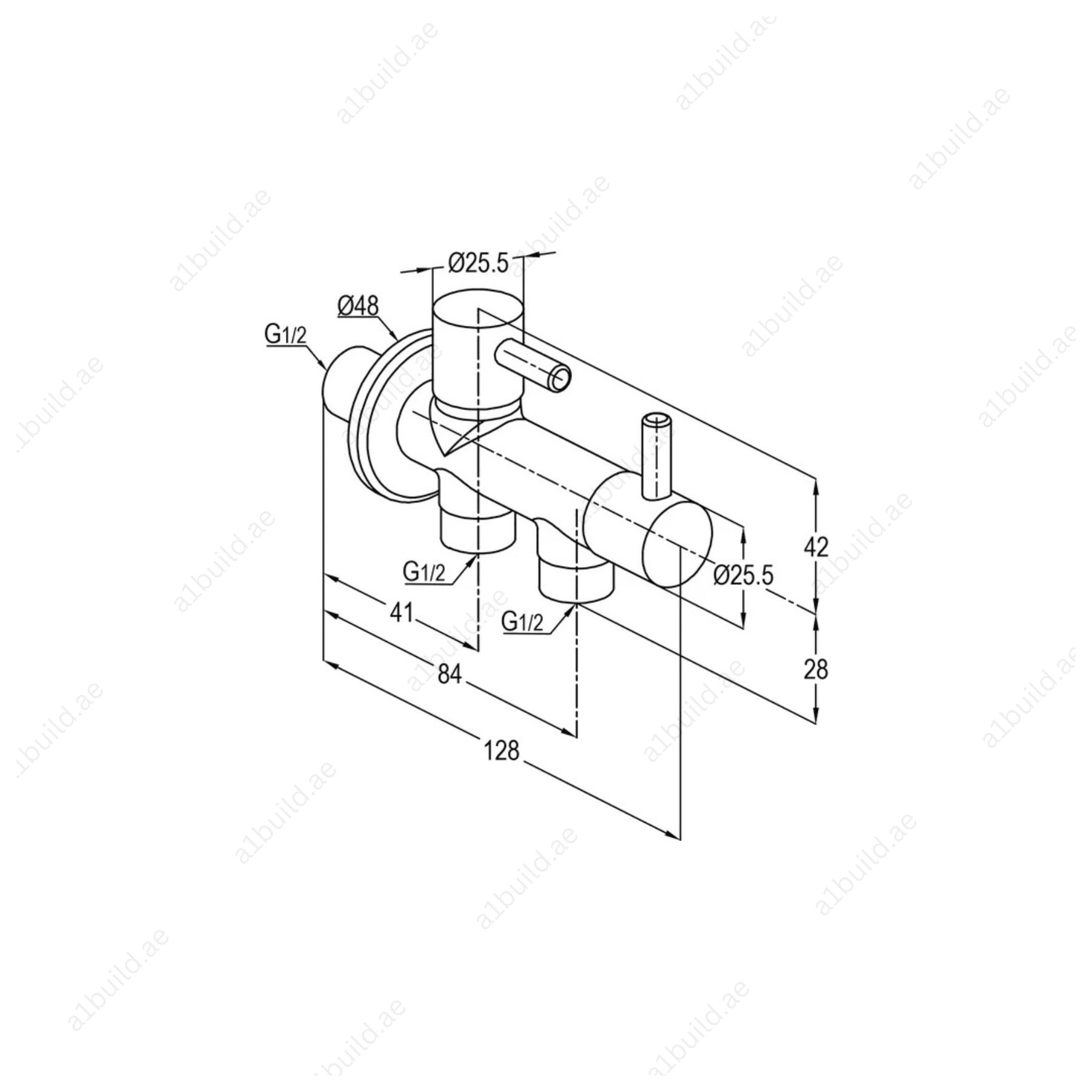 Dual Control Angle Valve DN15 Brass – Ceramic Disc Fitting with G1/2" Outlets