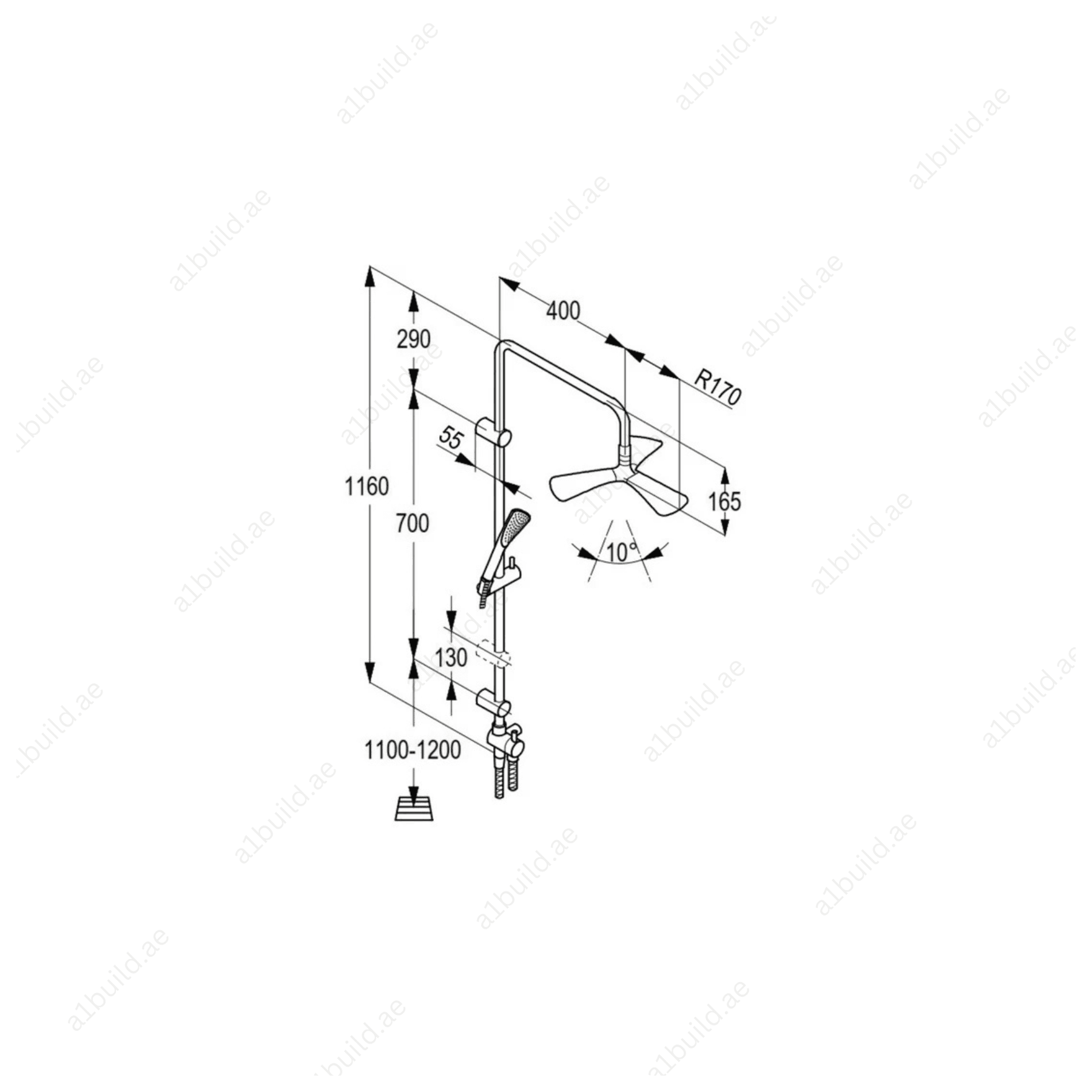 Dual Shower System Chrome with Swivel Head