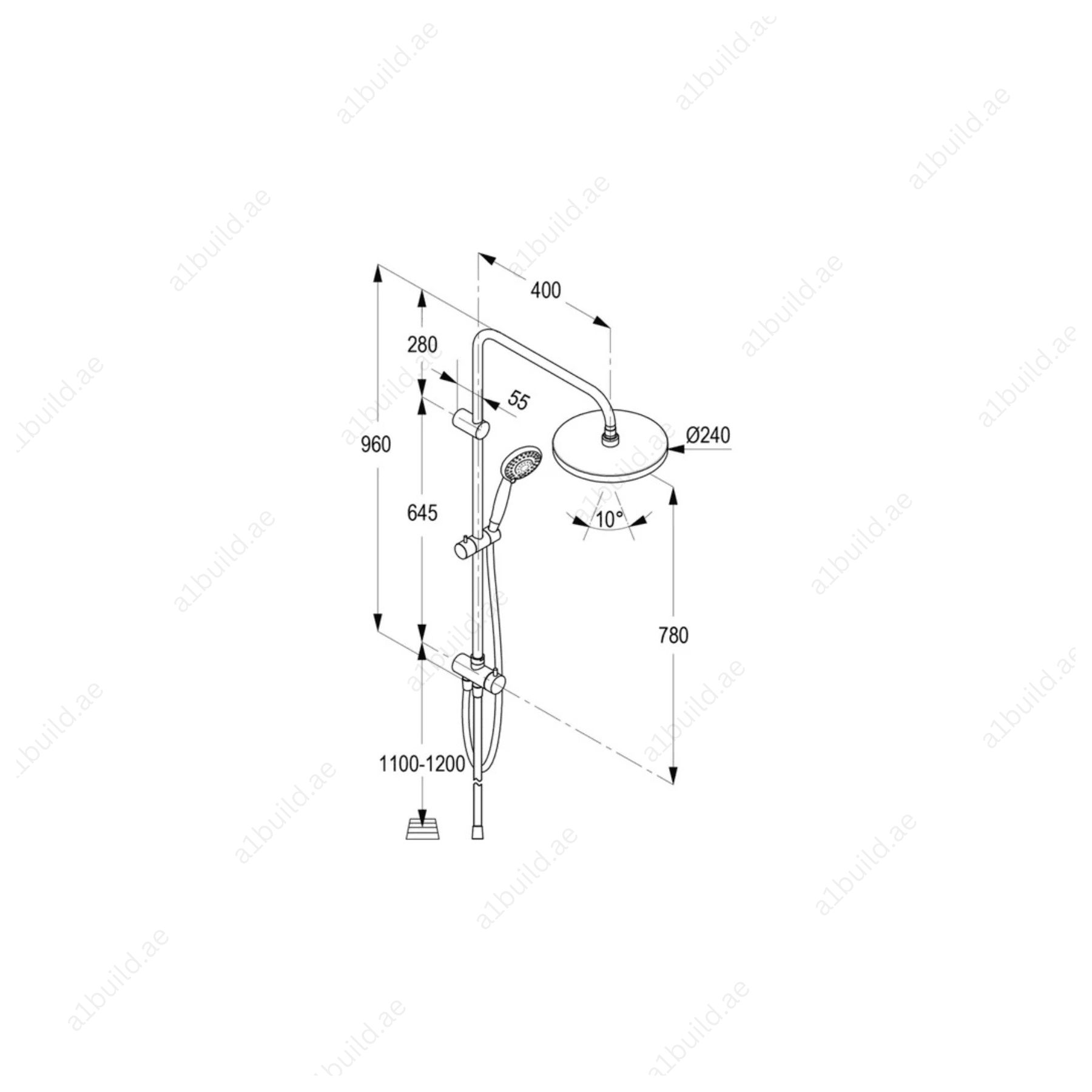 Dual Shower System with 4S Hand Shower | Chrome | Flow Regulator 8 L/min