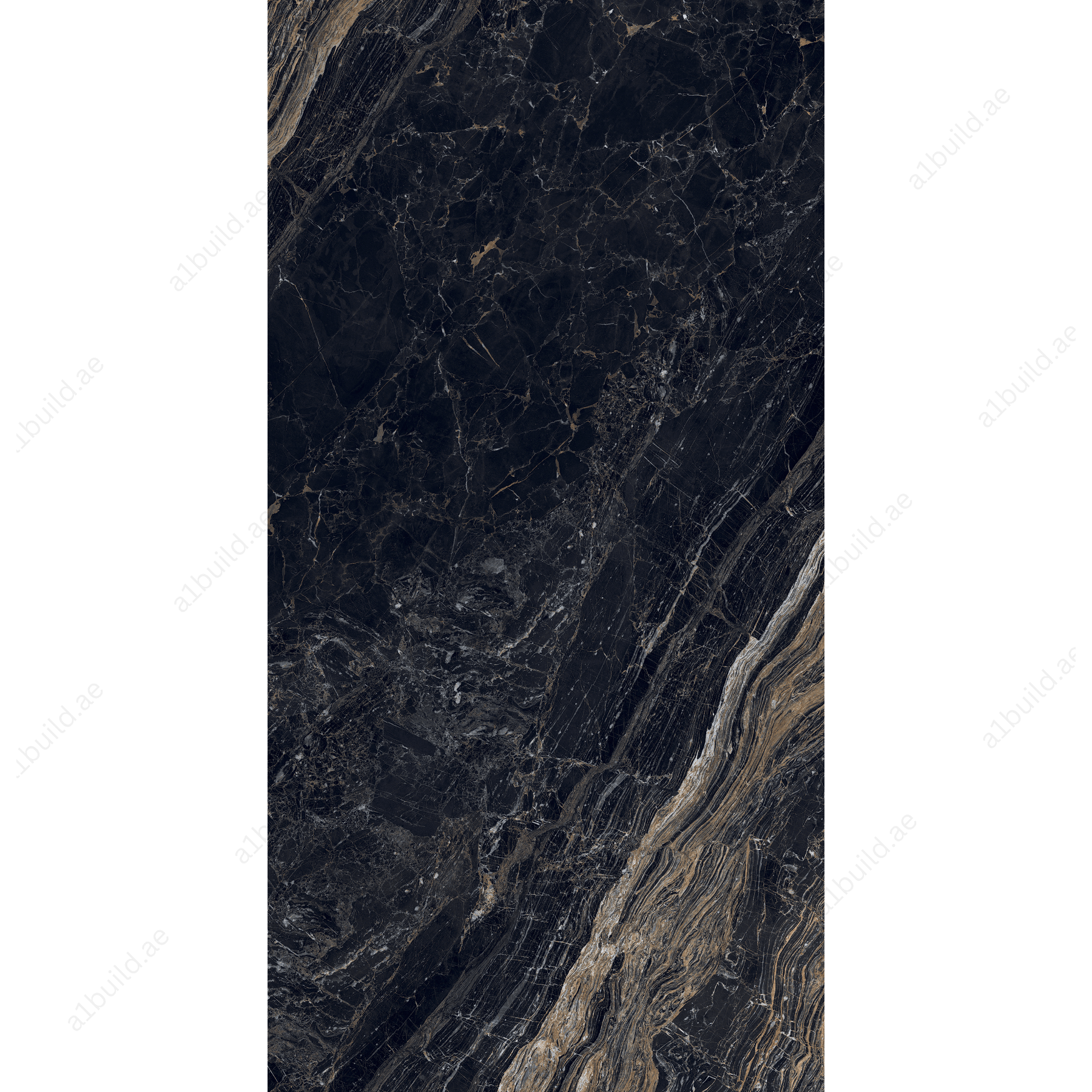 Elite Black High Gloss Book Match Porcelain Slabs | 120x240cm Elegant Black Tiles