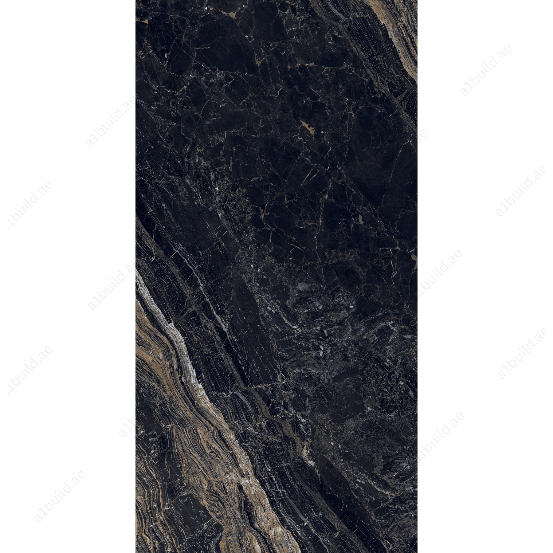 Elite Black High Gloss Book Match Porcelain Slabs | 120x240cm Elegant Black Tiles