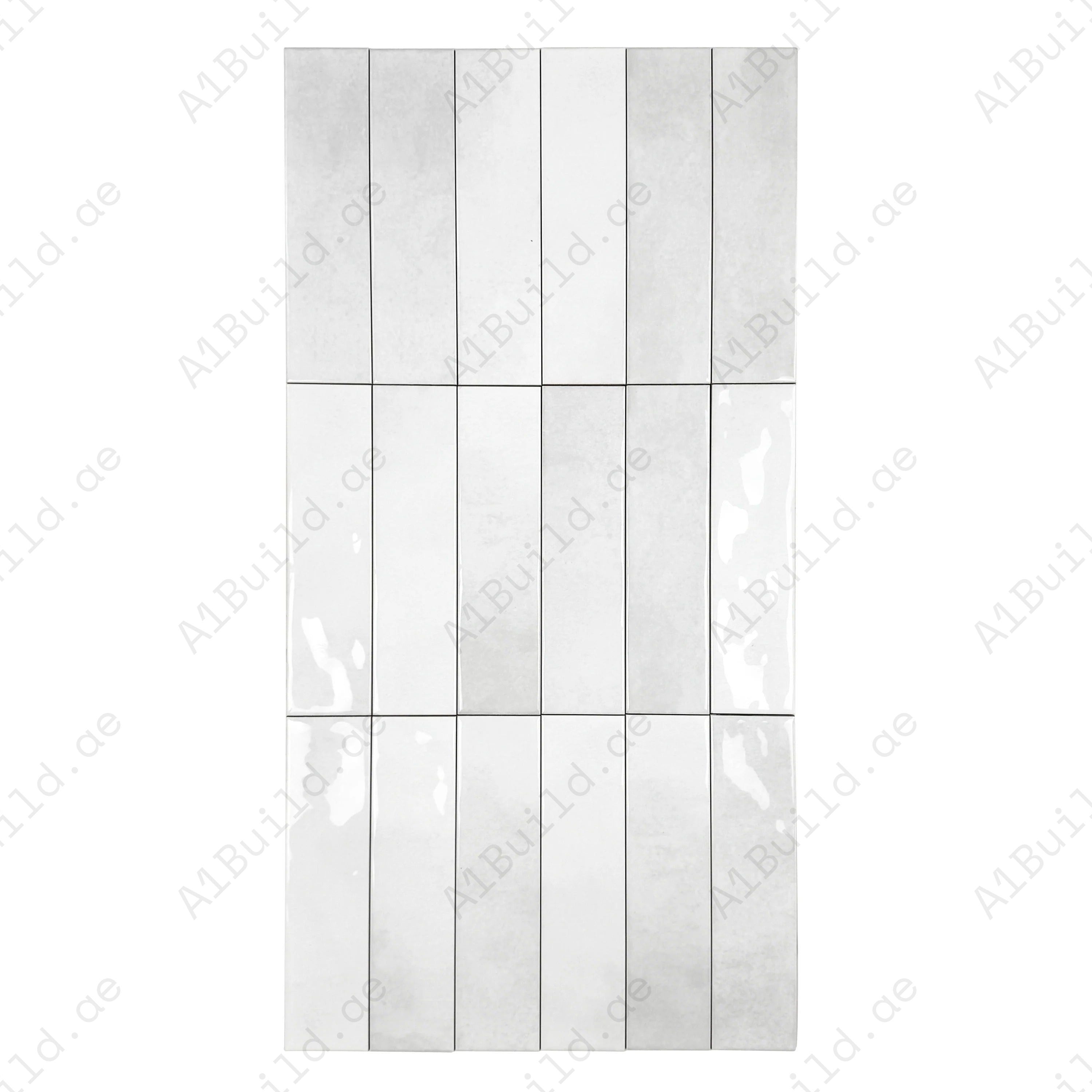 Elegant Tonal Symphony White Glossy Ceramic Tile with artisanal design. Perfect for walls, kitchens & bathrooms, offering a bright, modern, and timeless look.
