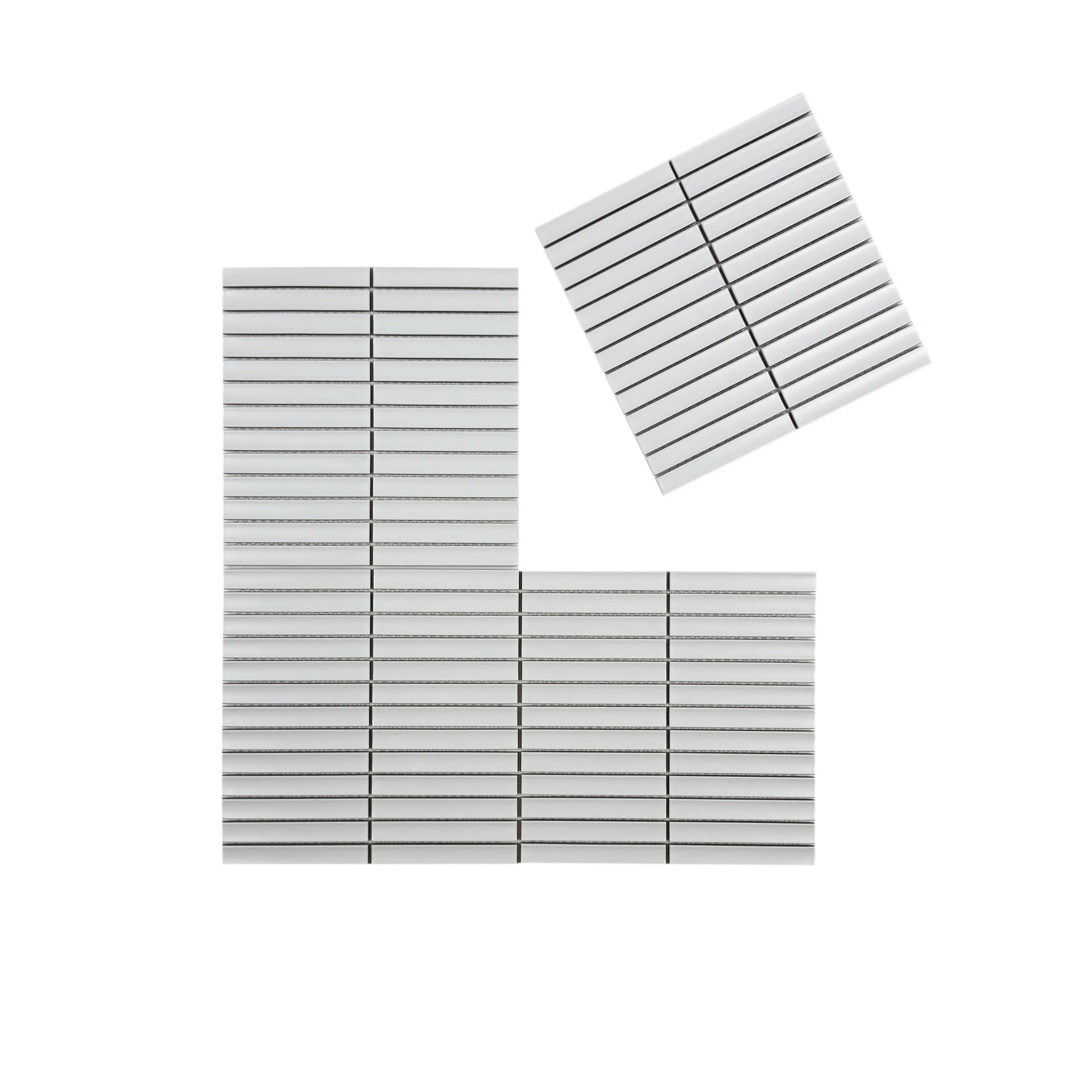 Elevate interiors with Carrara Lumina Pure White Matt Long Strip Porcelain Mosaic. Durable, water-resistant, and stylish—ideal for walls and backsplashes.