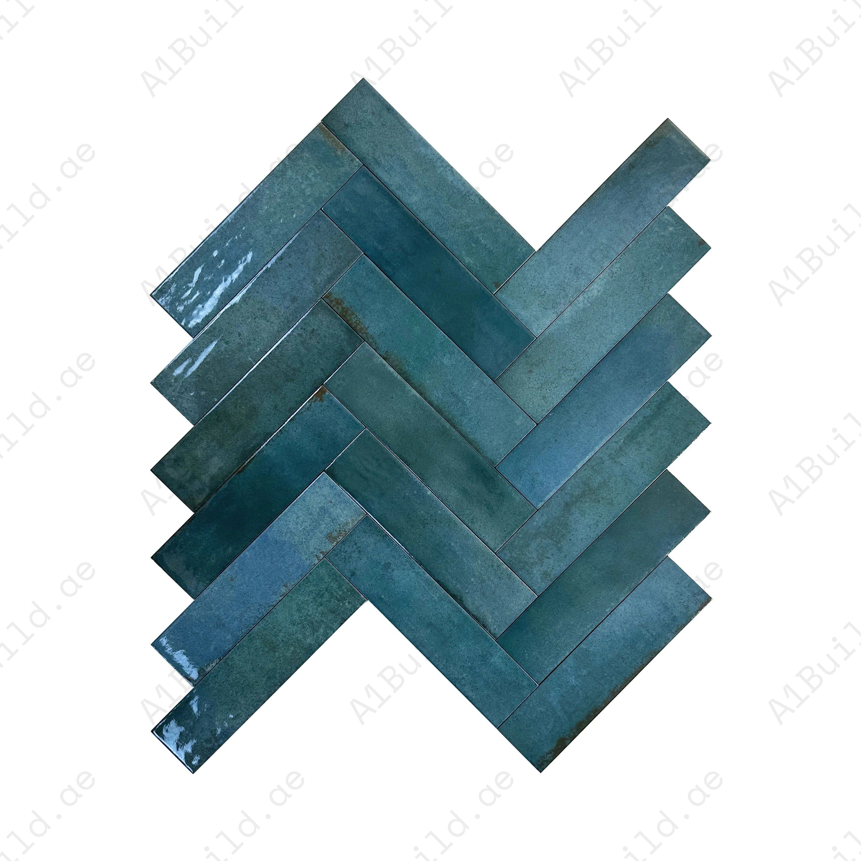 Elevate interiors with Dark Green Glossy Porcelain Artisanal Tile. Durable, water-resistant, and stylish, perfect for kitchens, bathrooms, and feature walls.