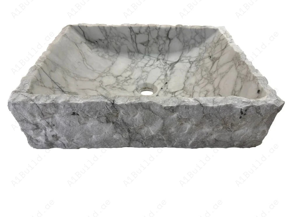 Elevate your bathroom with the Marble Muse Carrara White Rectangle Wash Basin, featuring a natural marble surface, timeless elegance, and refined craftsmanship.