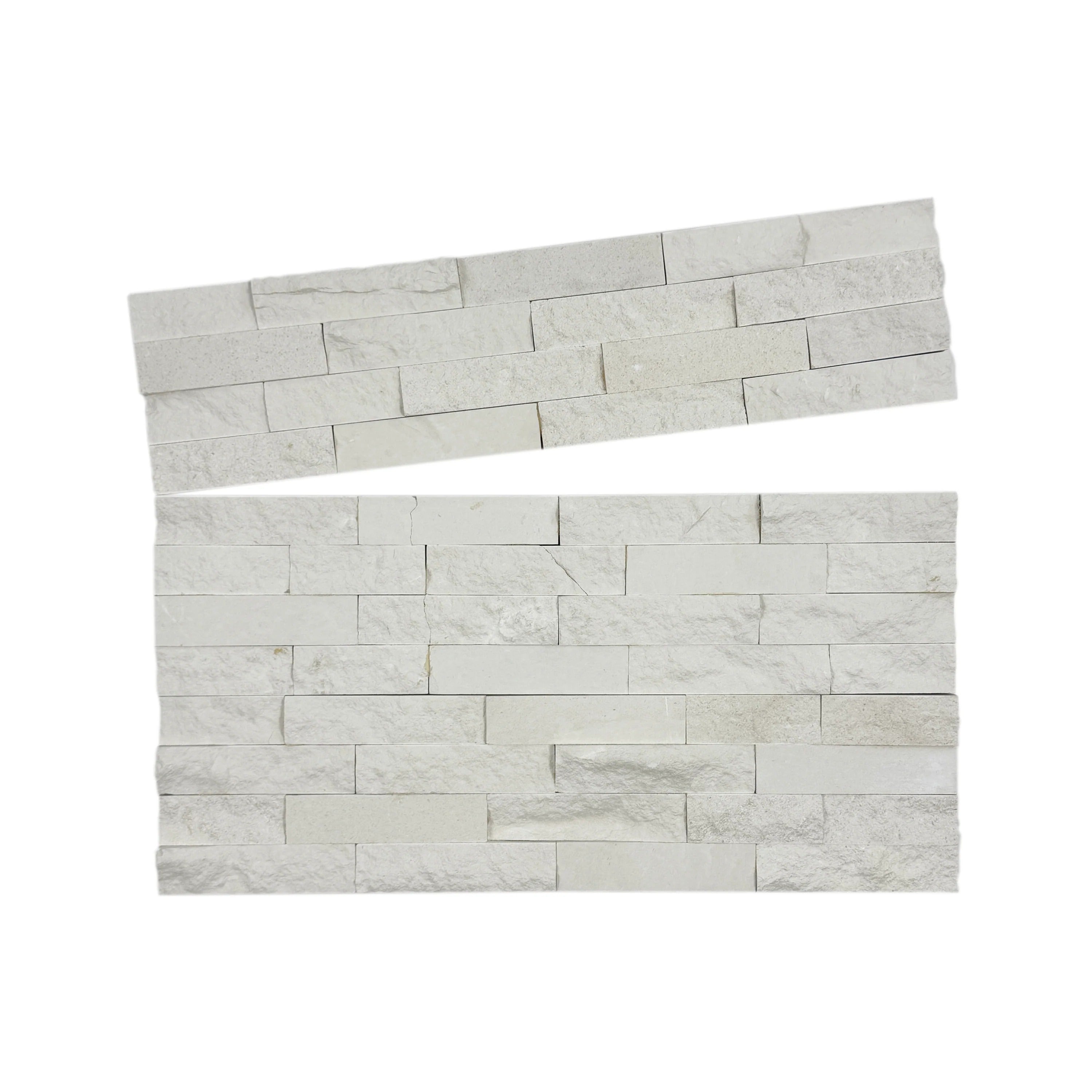Enhance interiors with Luxe Aura Ivory White marble cladding. Polished & split slate finish, durable & elegant for feature walls, fireplaces & exterior facades.