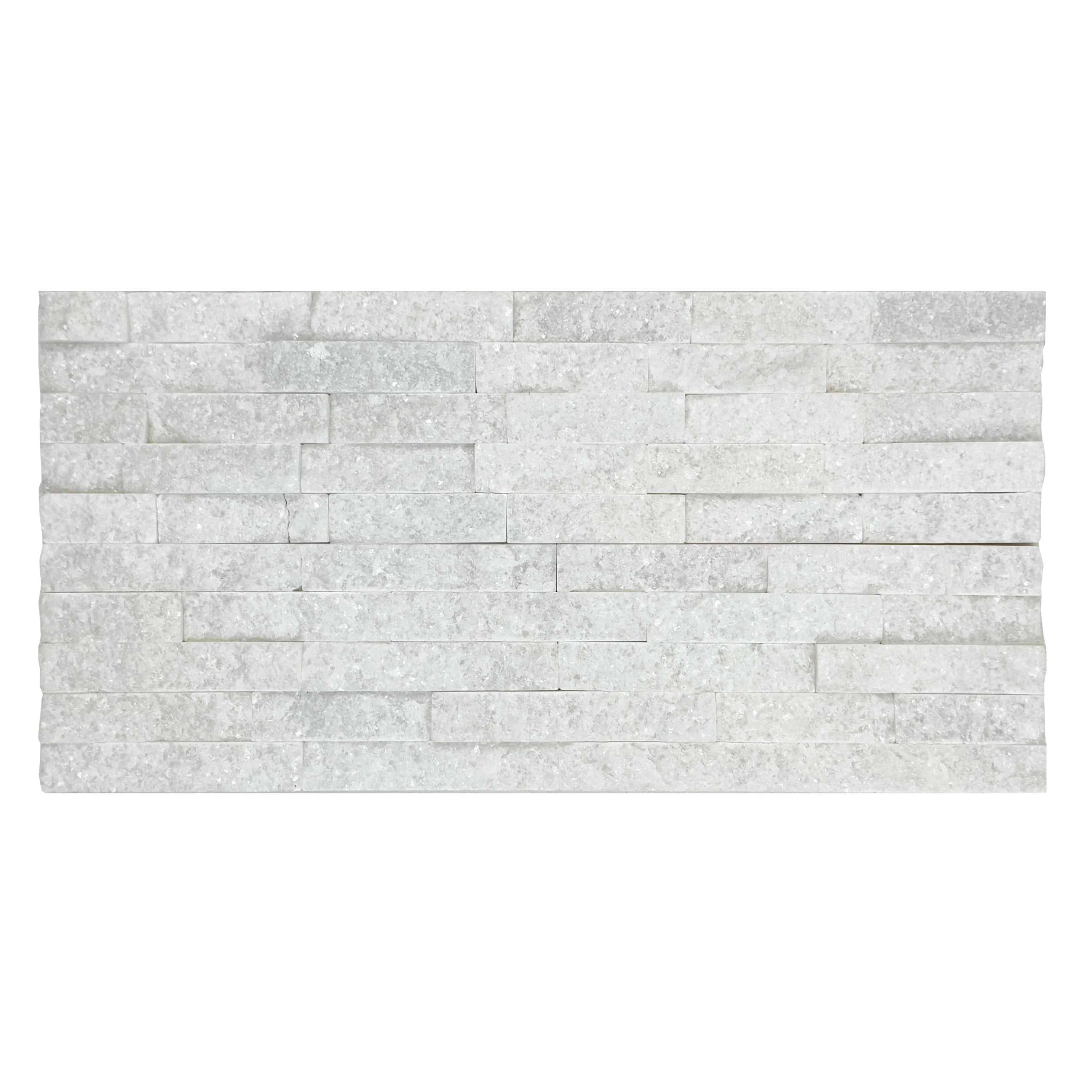 Enhance interiors with Luxe Aura Ivory White marble cladding. Polished & split slate finish, durable & elegant for feature walls, fireplaces & exterior facades.