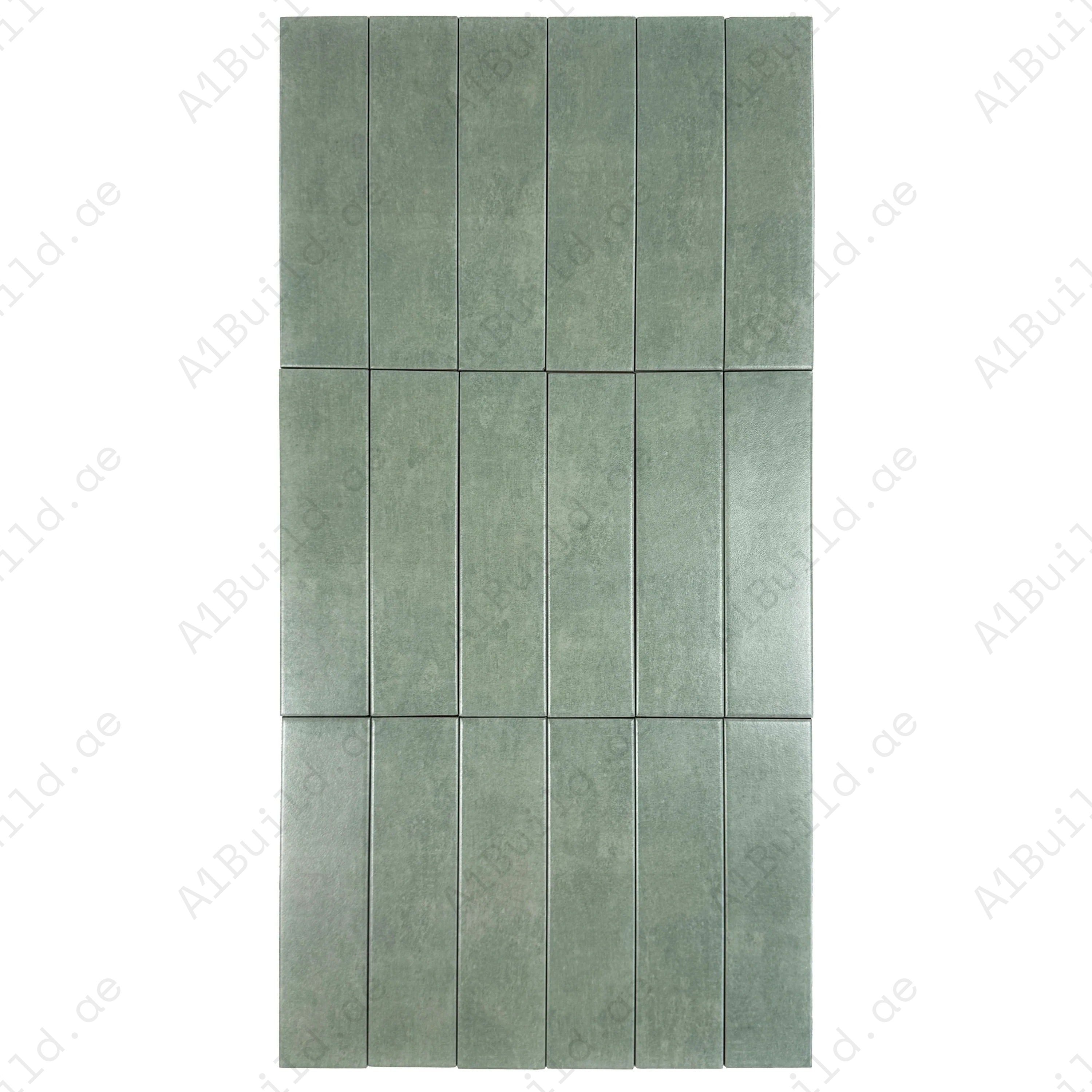 Enhance interiors with Sea Green Chateau Luxe semimatte porcelain tiles. Long-strip design, durable & elegant – perfect for walls, floors & backsplashes.