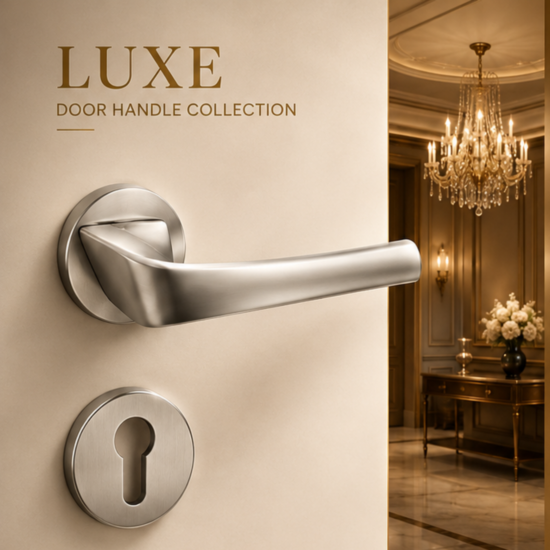 Enhance interiors with the ZR191238 Cylenk Merk luxury zinc alloy door handle in Matt Satin Nickel and Matt Satin Brass finishes for elegant spaces.