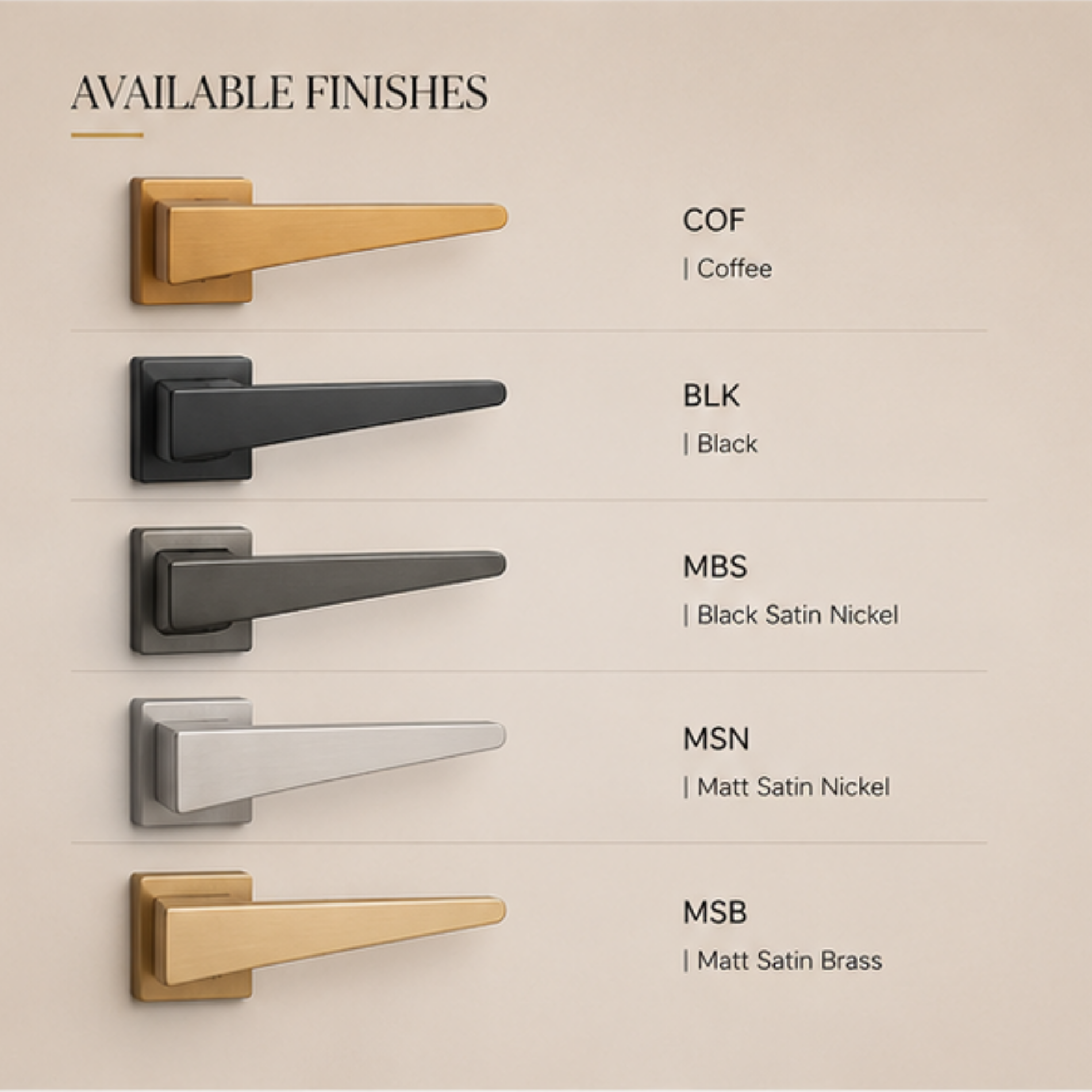 Enhance modern interiors with the ZR210147 luxury zinc alloy door handle in Black, Black Satin Nickel and Matt Satin Brass finishes.