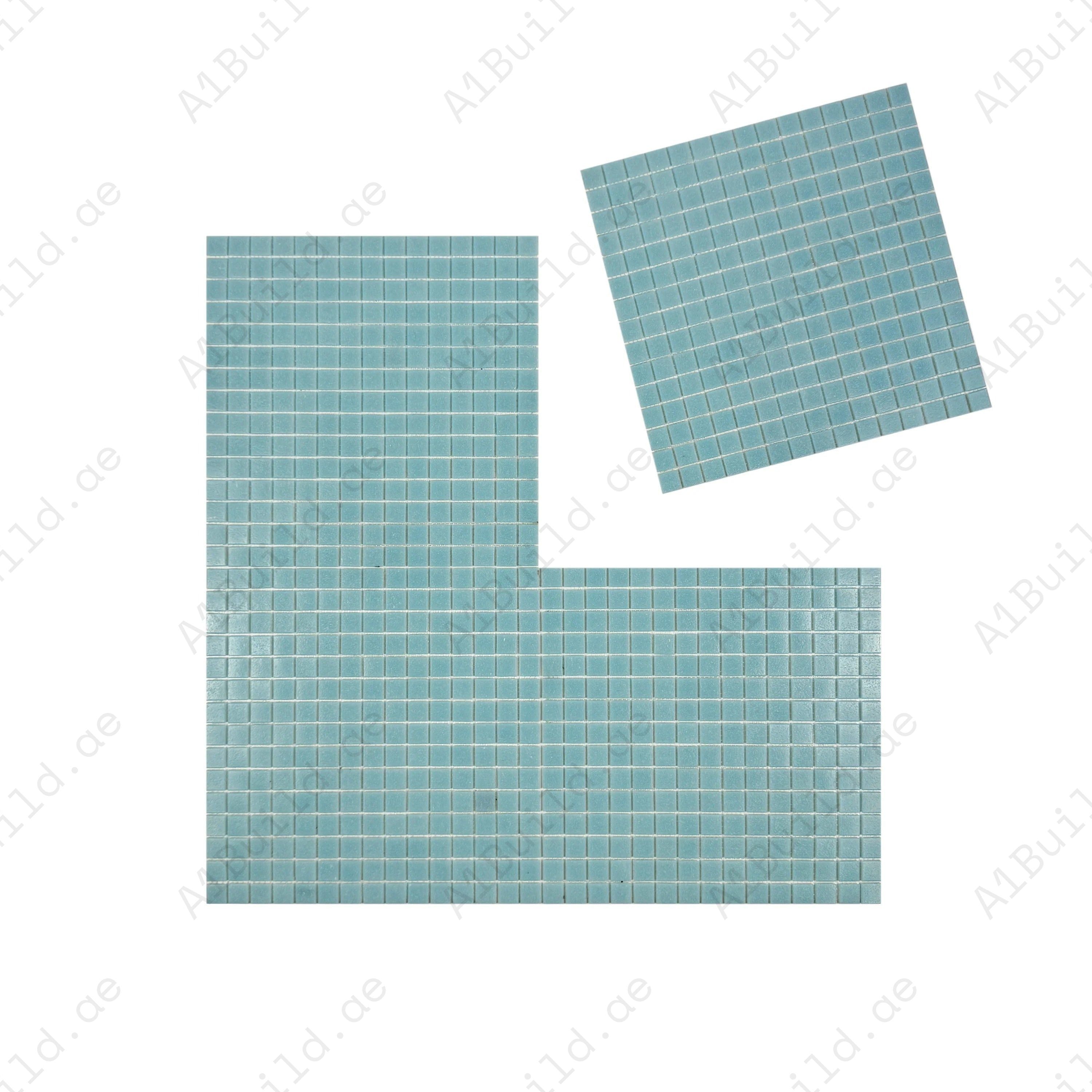 Enhance pools & spas with Serene Spectrum Sky Blue glass mosaics. UV-resistant, slip-safe & eco-friendly tiles ideal for luxury aquatic spaces in Dubai & GCC.