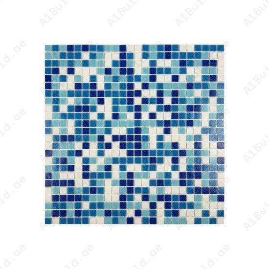 Enhance pools & spas with White, Sky, French & Navy Blue Serene Spectrum mosaics. Slip-resistant, UV durable & eco-friendly for stunning aquatic designs.