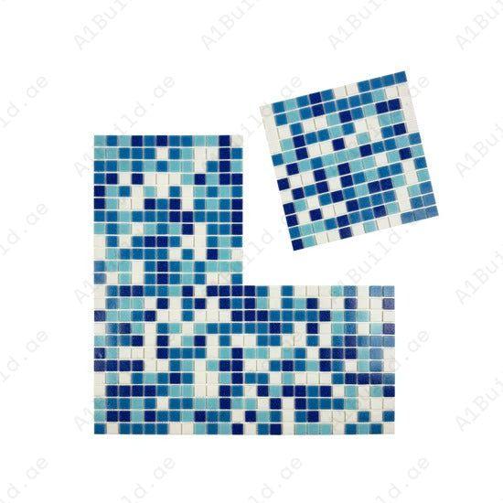 Enhance pools & spas with White, Sky, French & Navy Blue Serene Spectrum mosaics. Slip-resistant, UV durable & eco-friendly for stunning aquatic designs.