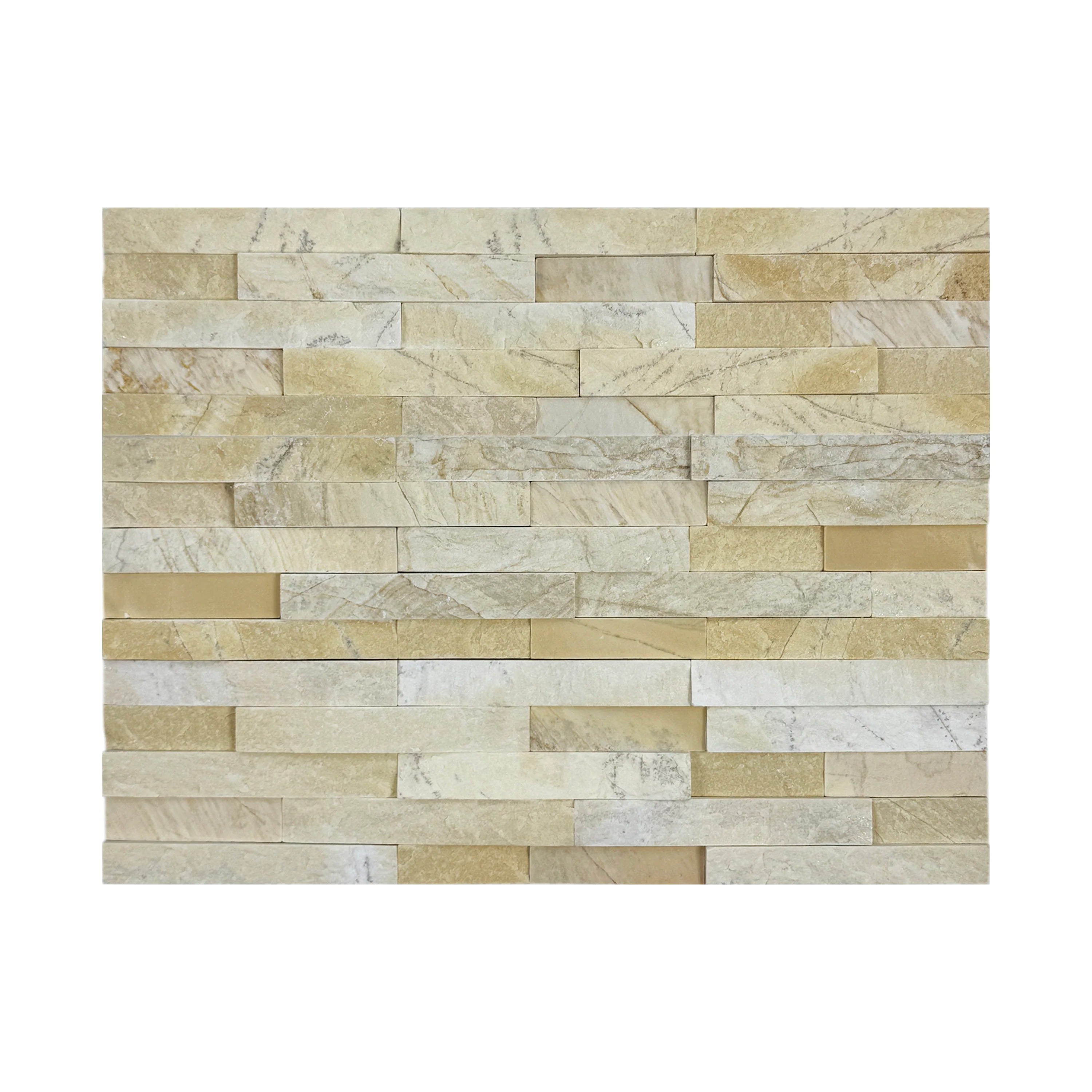 Enhance walls with Luxe Aura Yellow Marble wall cladding. Polish & split finish, 150x600mm, 8pcs/box, durable slate stone for indoor & outdoor spaces.