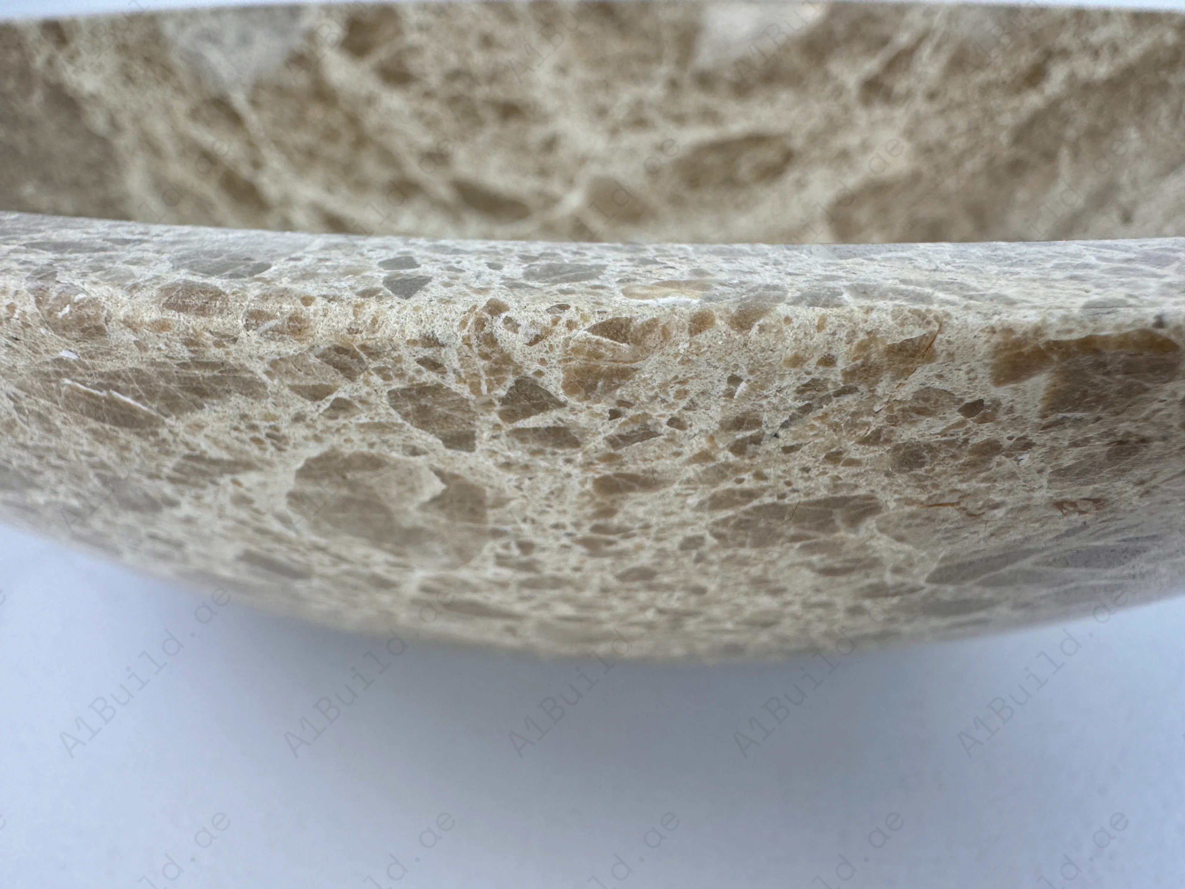 Enhance your bathroom with the Marble Muse Light Emperador Round Marble Basin, featuring a polished surface, timeless elegance, and exceptional durability.