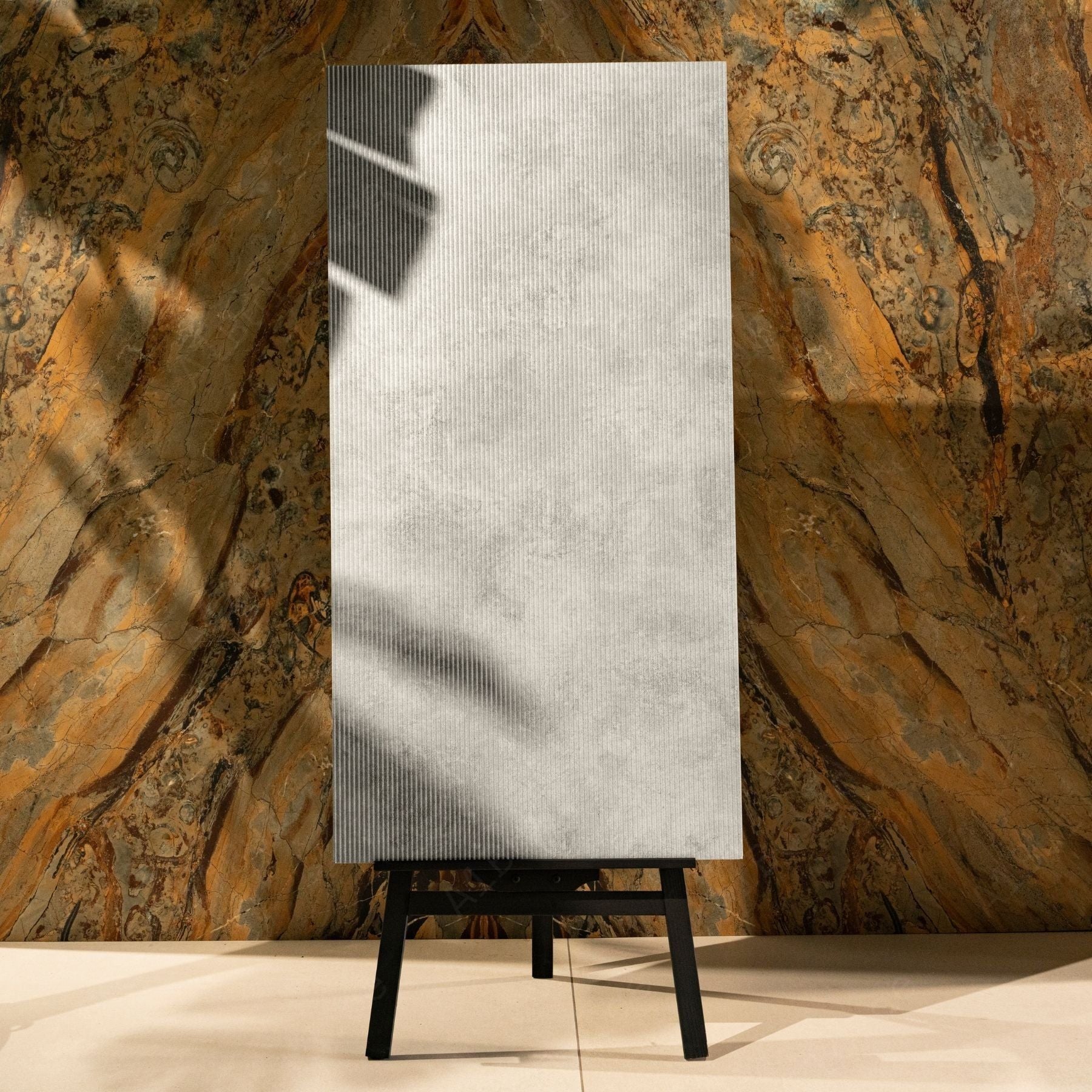 Eva Bianco porcelain tile in 60x120cm size with elegant stone effect, soft white tones and durable 9mm thickness for walls and floors.