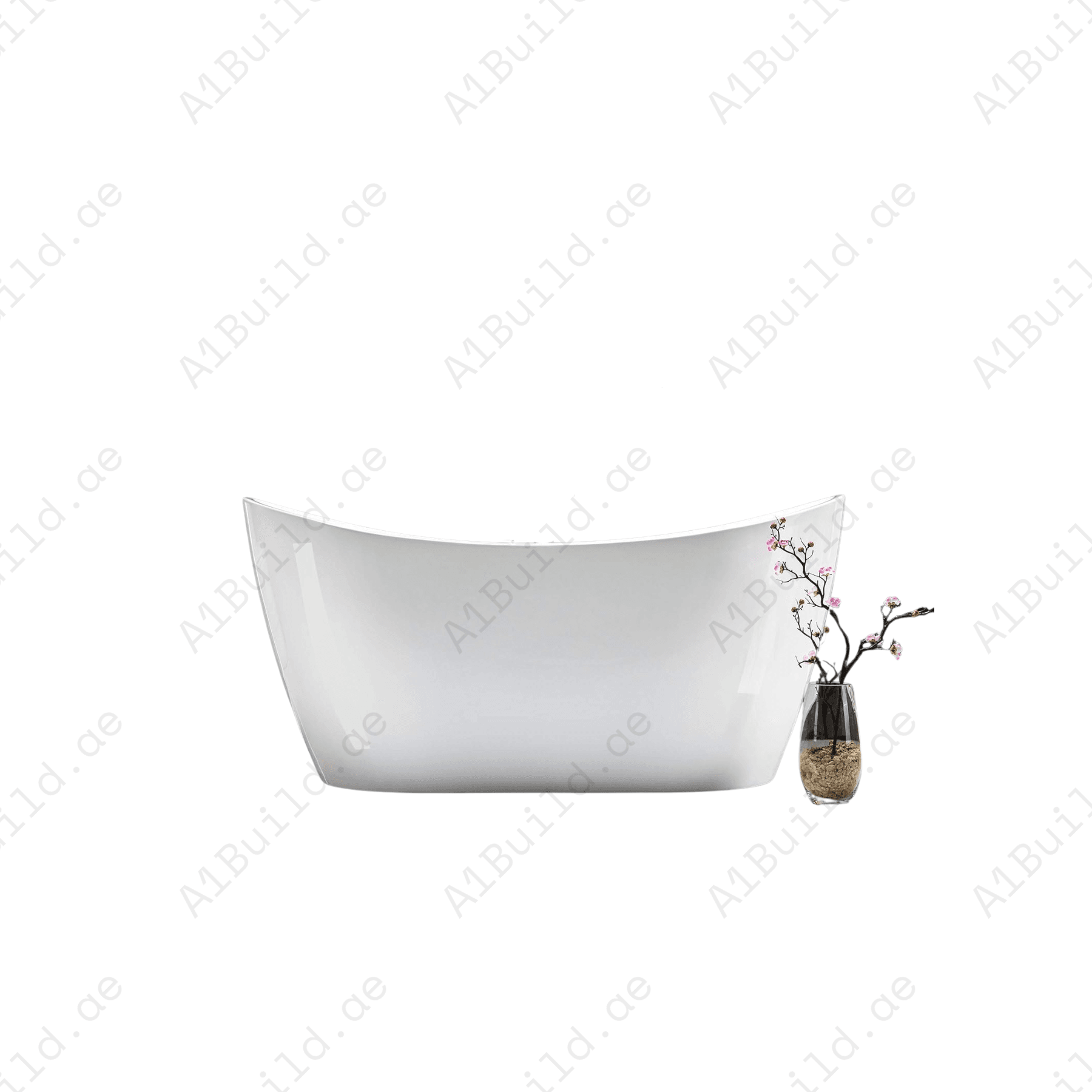FREE STANDING ACRYLIC BATHTUB WITH ADJUSTABLE LEGS, SIZE 1700×800×750 MM, WHITE COLOR, WITH CHROME POP UP WASTE WITH SLOTTED