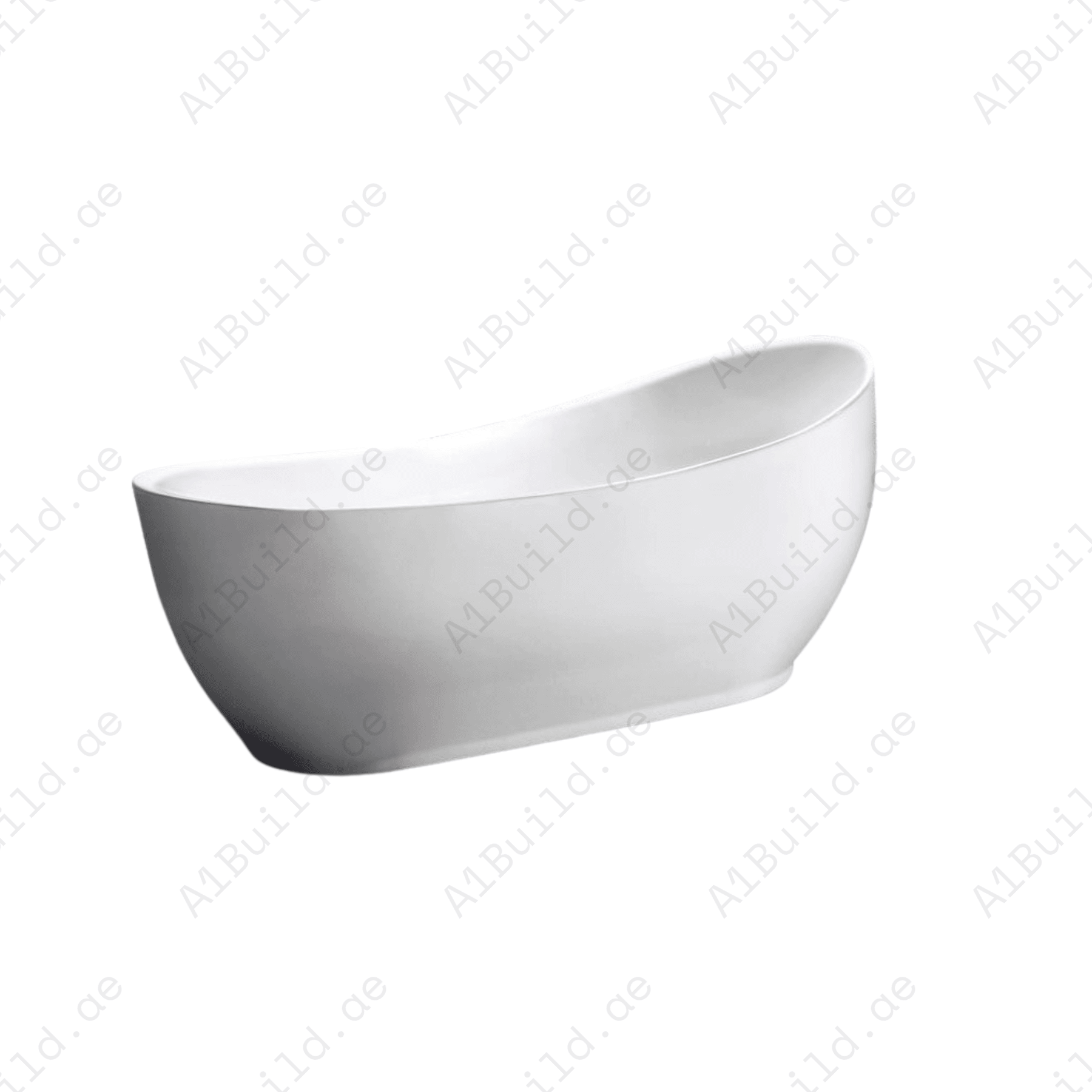 FREE STANDING ACRYLIC BATHTUB WITH ADJUSTABLE LEGS, SIZE:1795X890X790 MM, WHITE COLOR, WITH CHROME POP UP WASTE WITH SLOTTED OVERFLOW BLACK SLATE