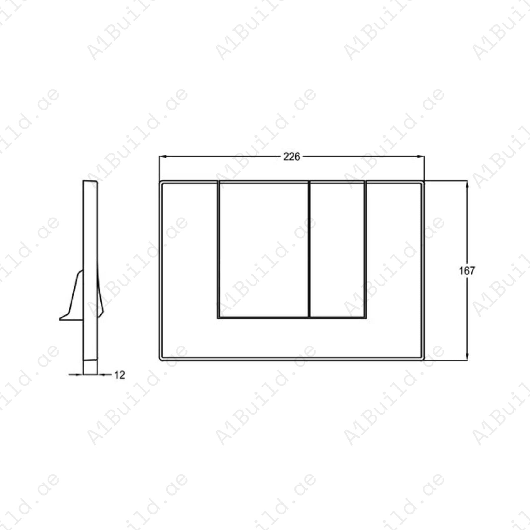 FlexPlate Dual Flush Push Plate – Slim ABS Design 227x167mm