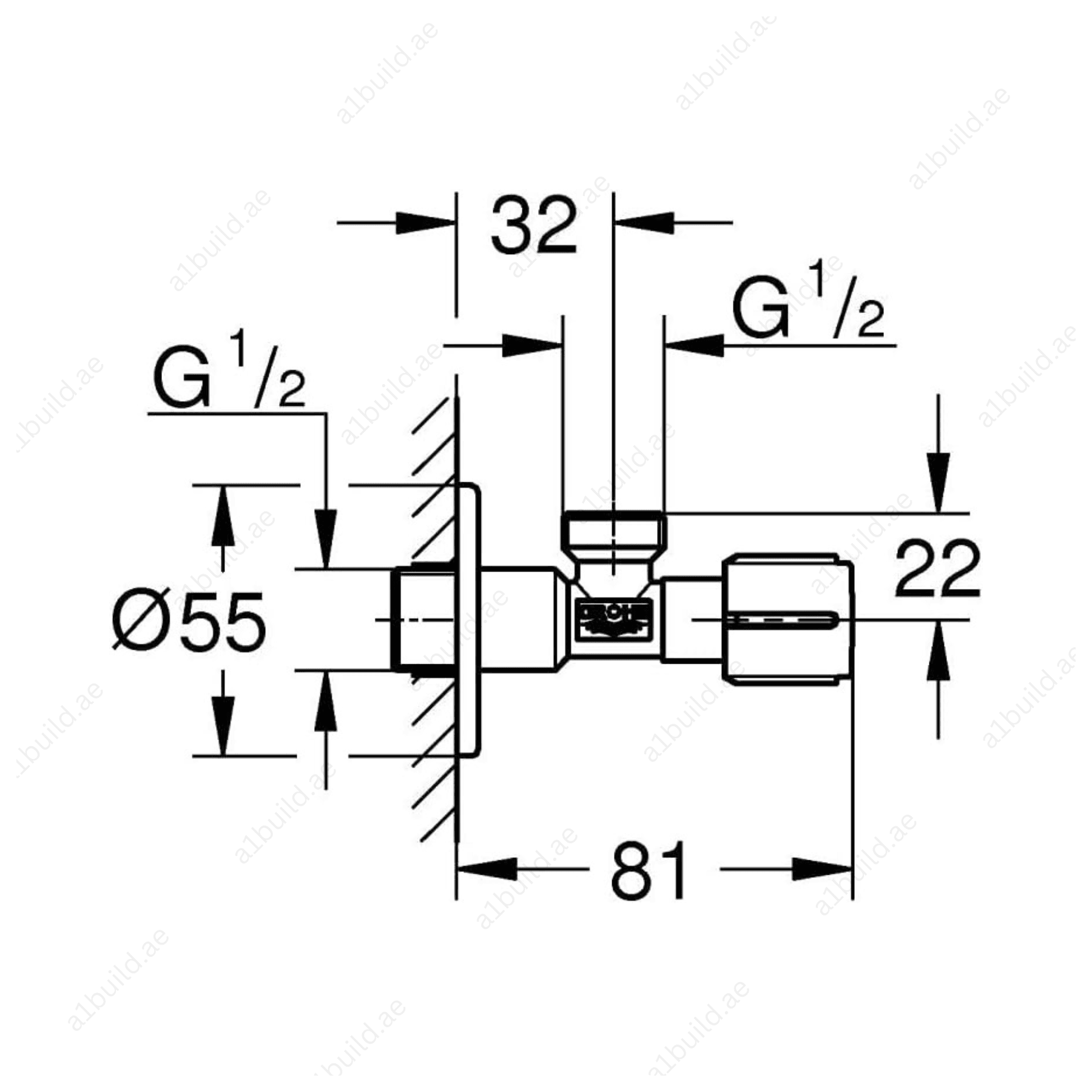 GROHE Angle Valve 1/2" – Brass Build with Long-Life Finish