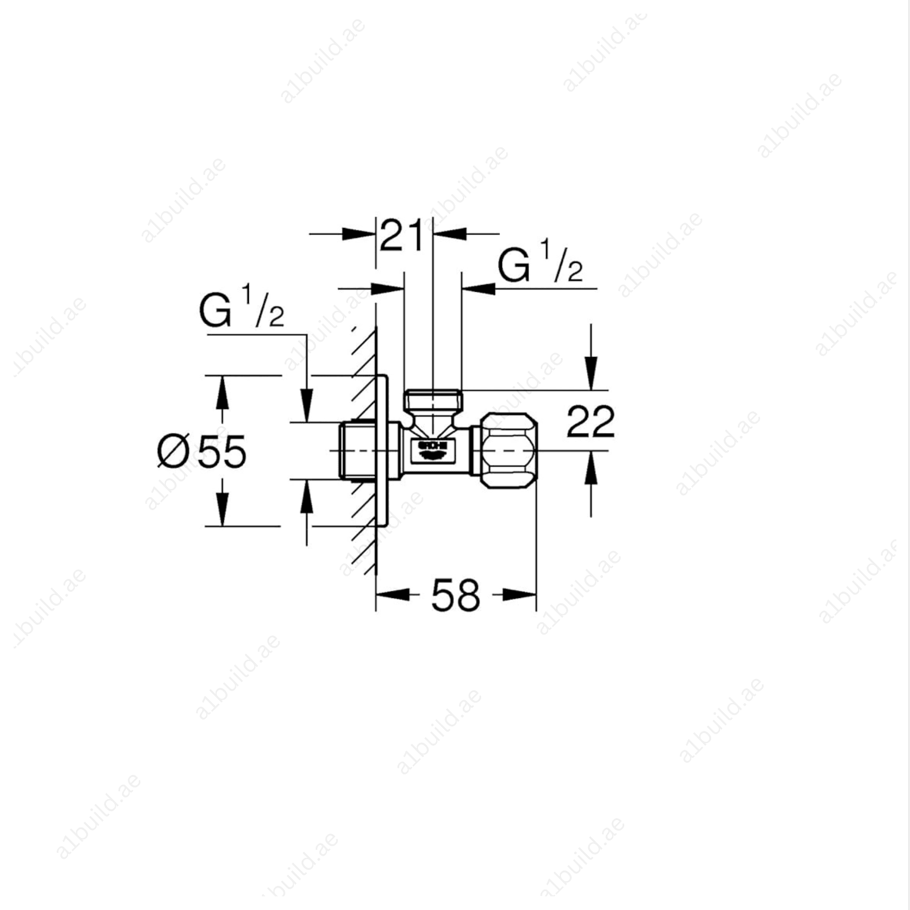 GROHE Angle Valve 1/2" – Durable Brass with Long-Life Finish