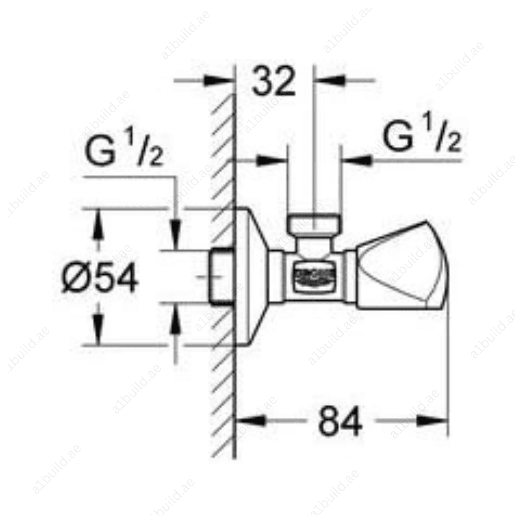 GROHE Angle Valve 1/2" – For Copper Pipe Ø10mm, Durable Long-Life Finish