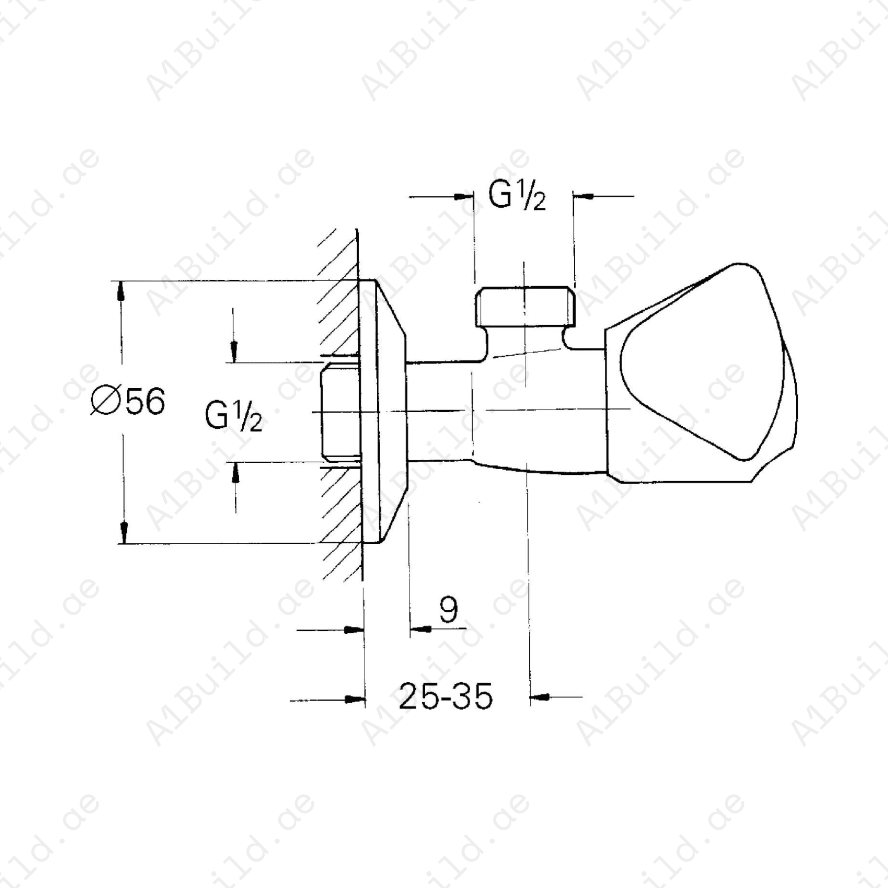 GROHE Angle Valve 1/2" – Durable TDL Handle with Long-Life Finish
