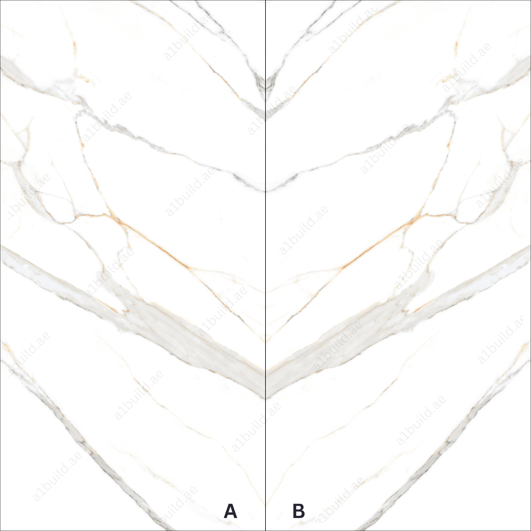 Gronza White High Gloss Book Match Porcelain Slabs | 120x240cm