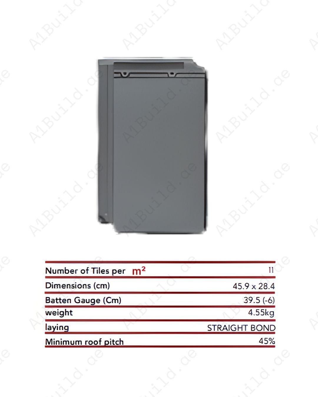 Galena grey flat ceramic roof tile 45.9×28.4 cm — durable, sleek, high durability, efficient coverage, low-maintenance design for modern roofs.