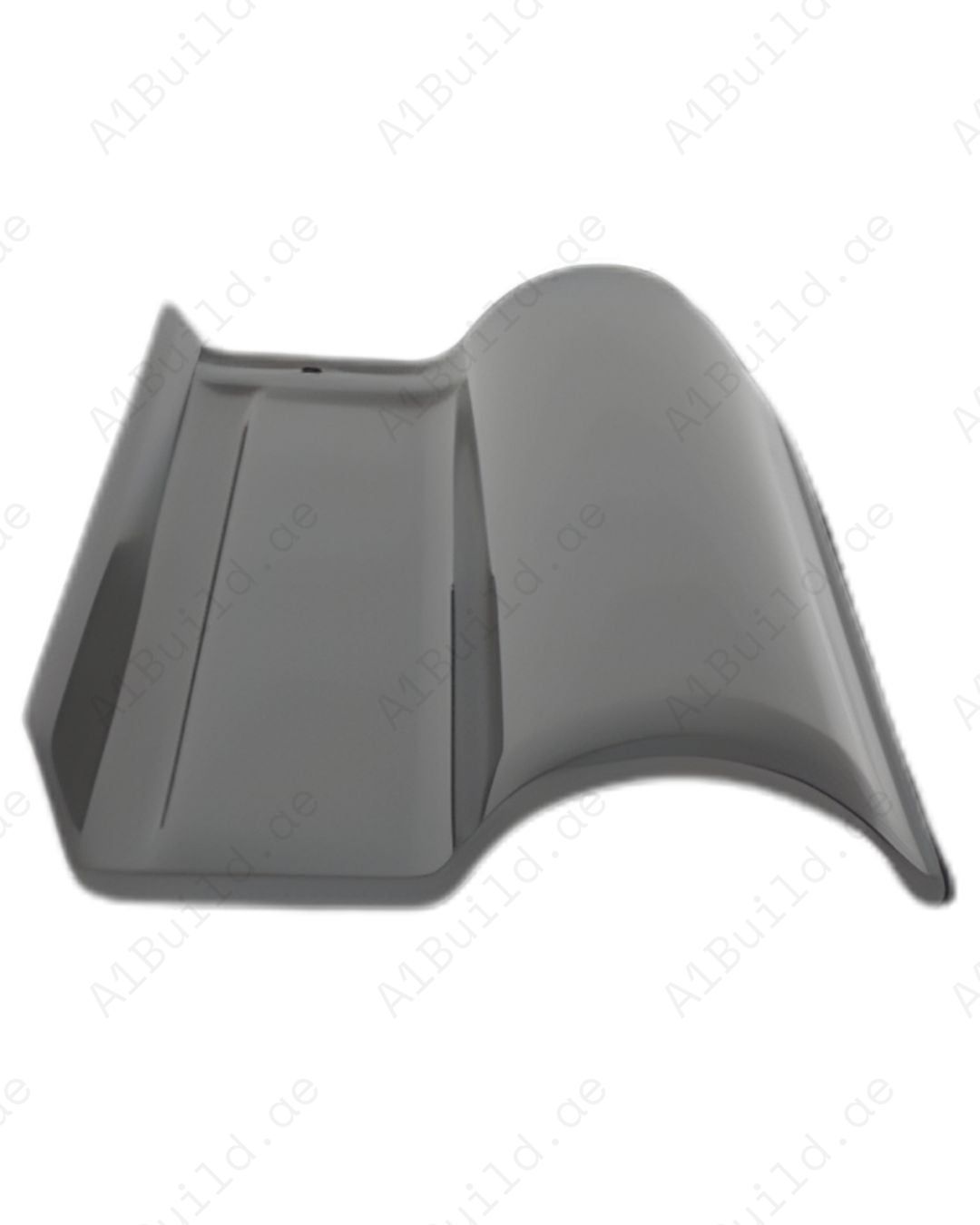 Grafiti grey curved ceramic roof tile 42×27 cm. 2.8kg, 12 tiles/m². Sleek industrial finish with weatherproof, durable design.