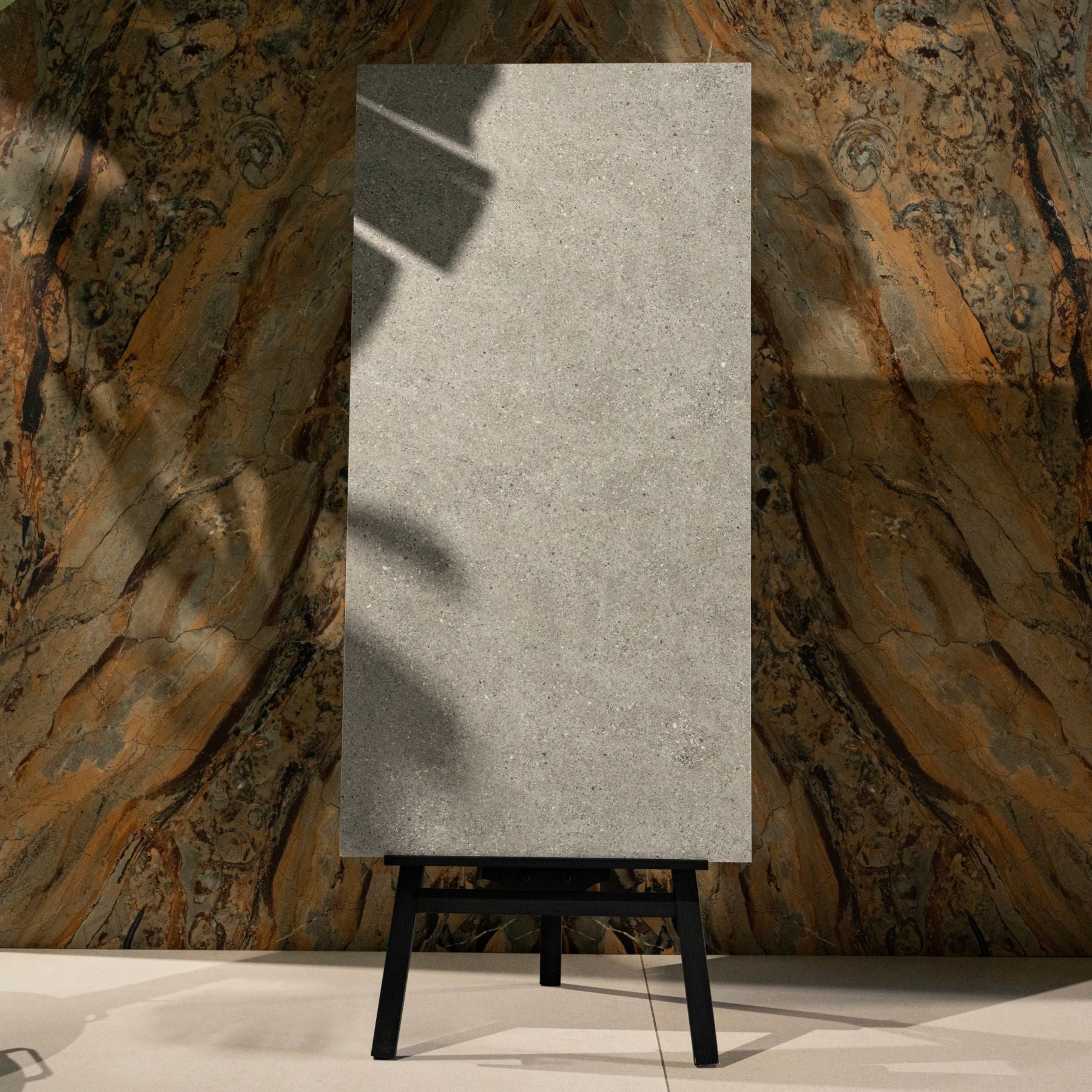 Gritoss Grey porcelain tile 60x120cm 9mm thick with raw cement look, designed for modern floor and wall applications with strong performance.