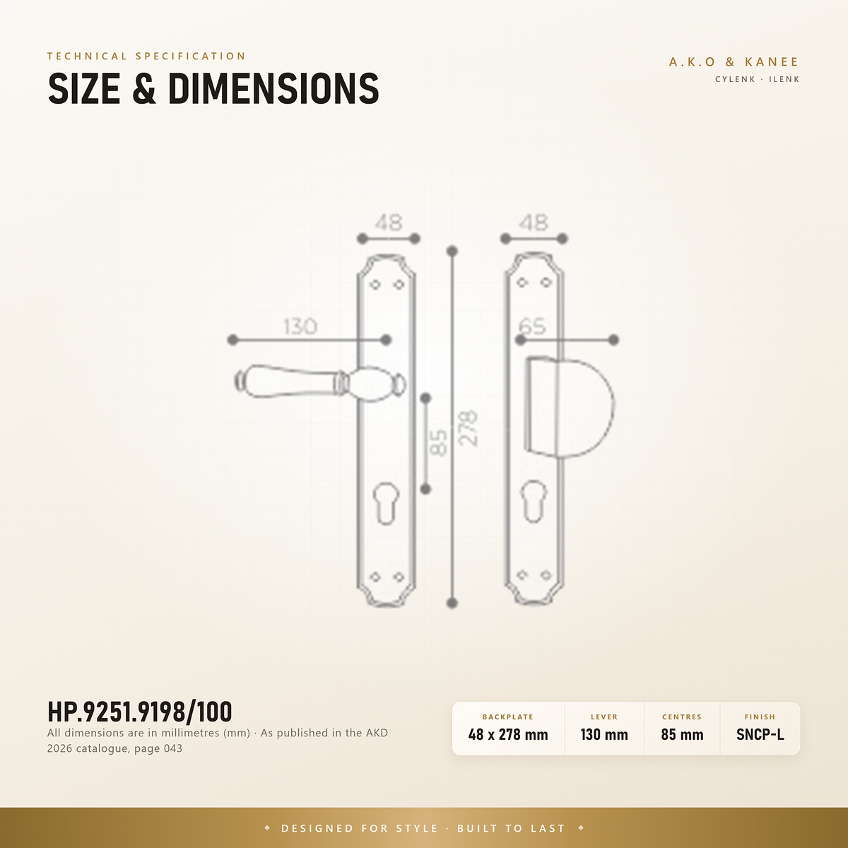 HP.9251.9198/100 premium Zinc Alloy door lock with Satin Nickel Chrome Plated Light finish. Designed for elegant interiors, smooth operation, and reliable everyday performance.