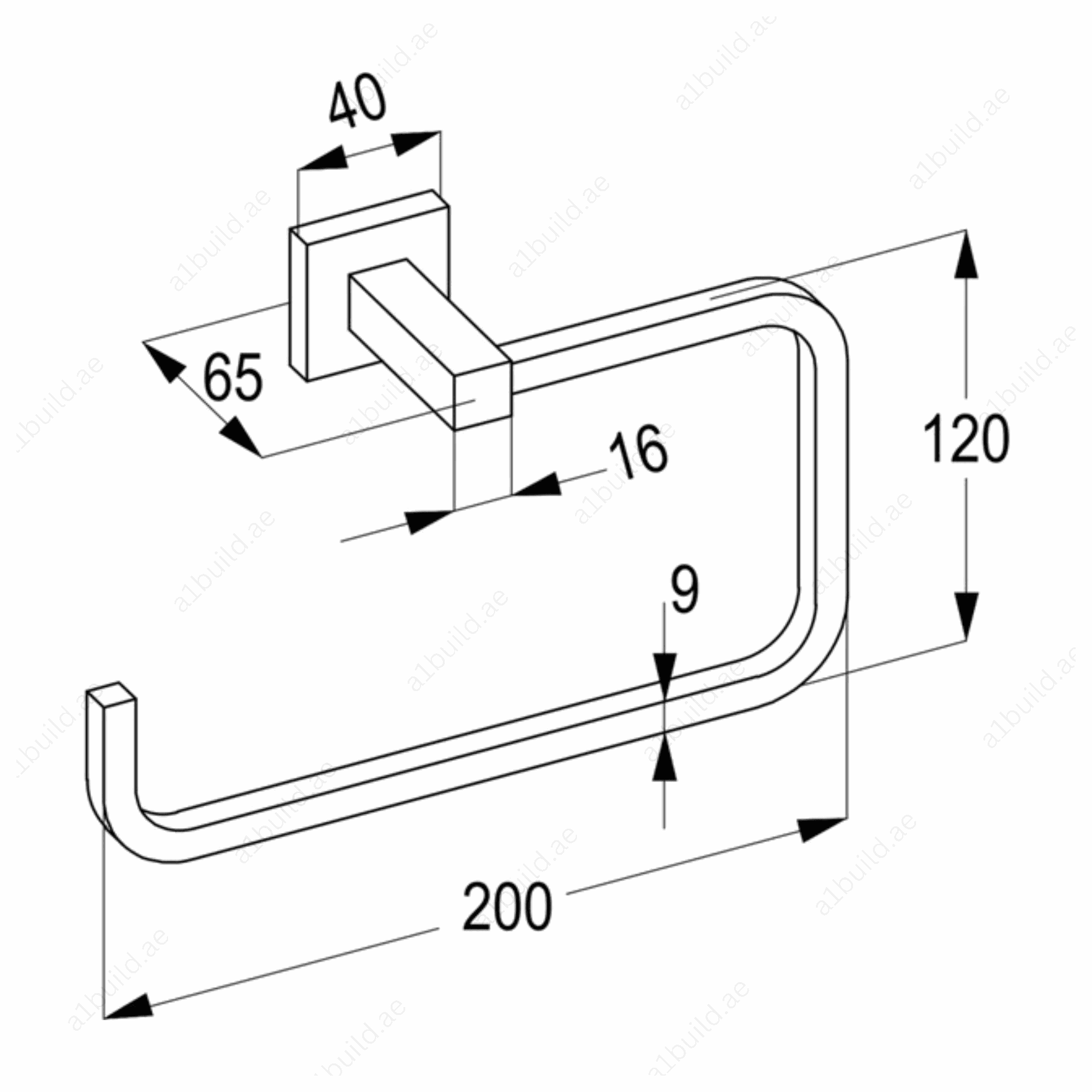 HarmonyTowelRing_Rectangular_ChromeFinishwithWallFastening_3